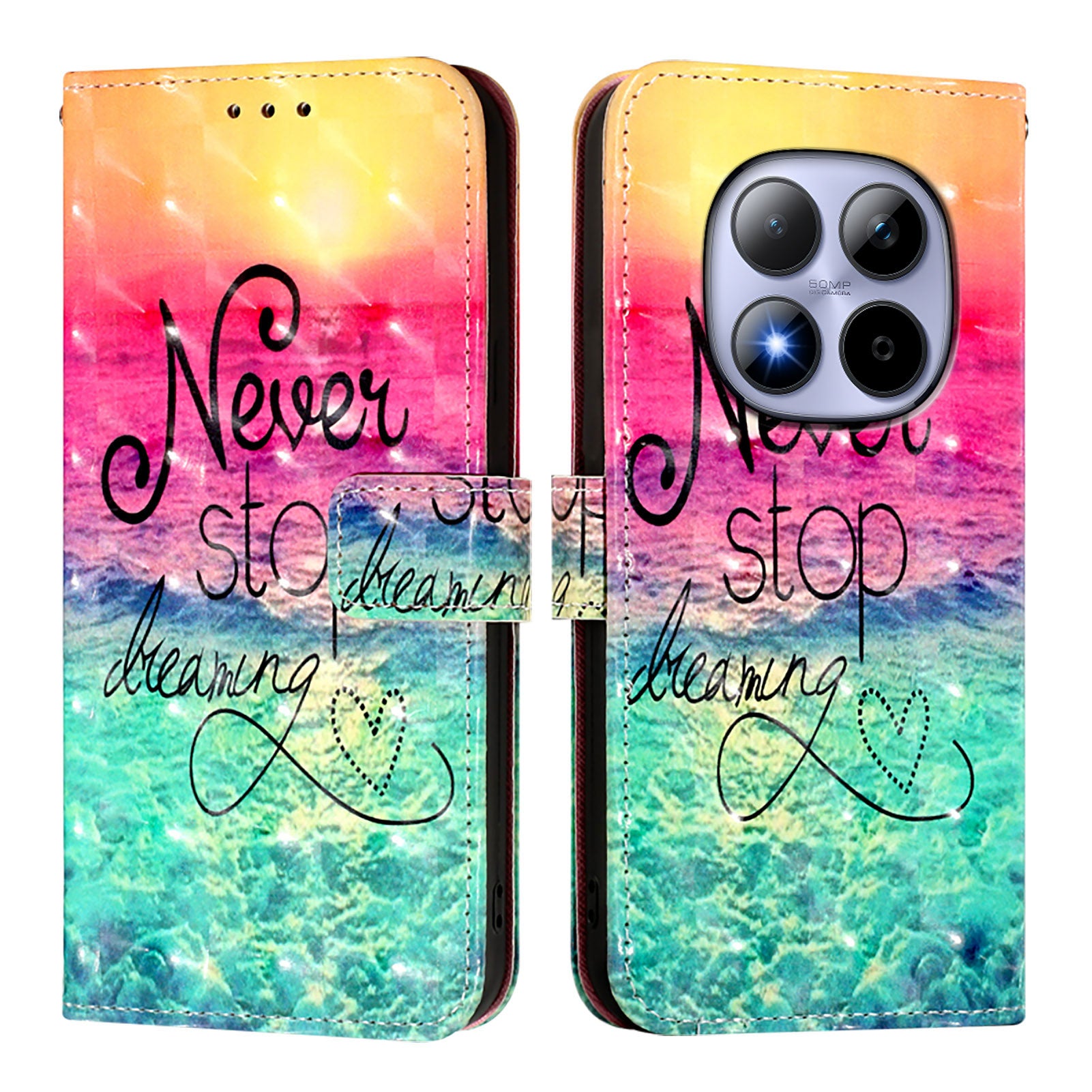 For Xiaomi Redmi Note 15 Pro 5G (Global) Leather Case Pattern Printing Wallet Stand Mobile Cover with Strap - Never Stop Dreaming
