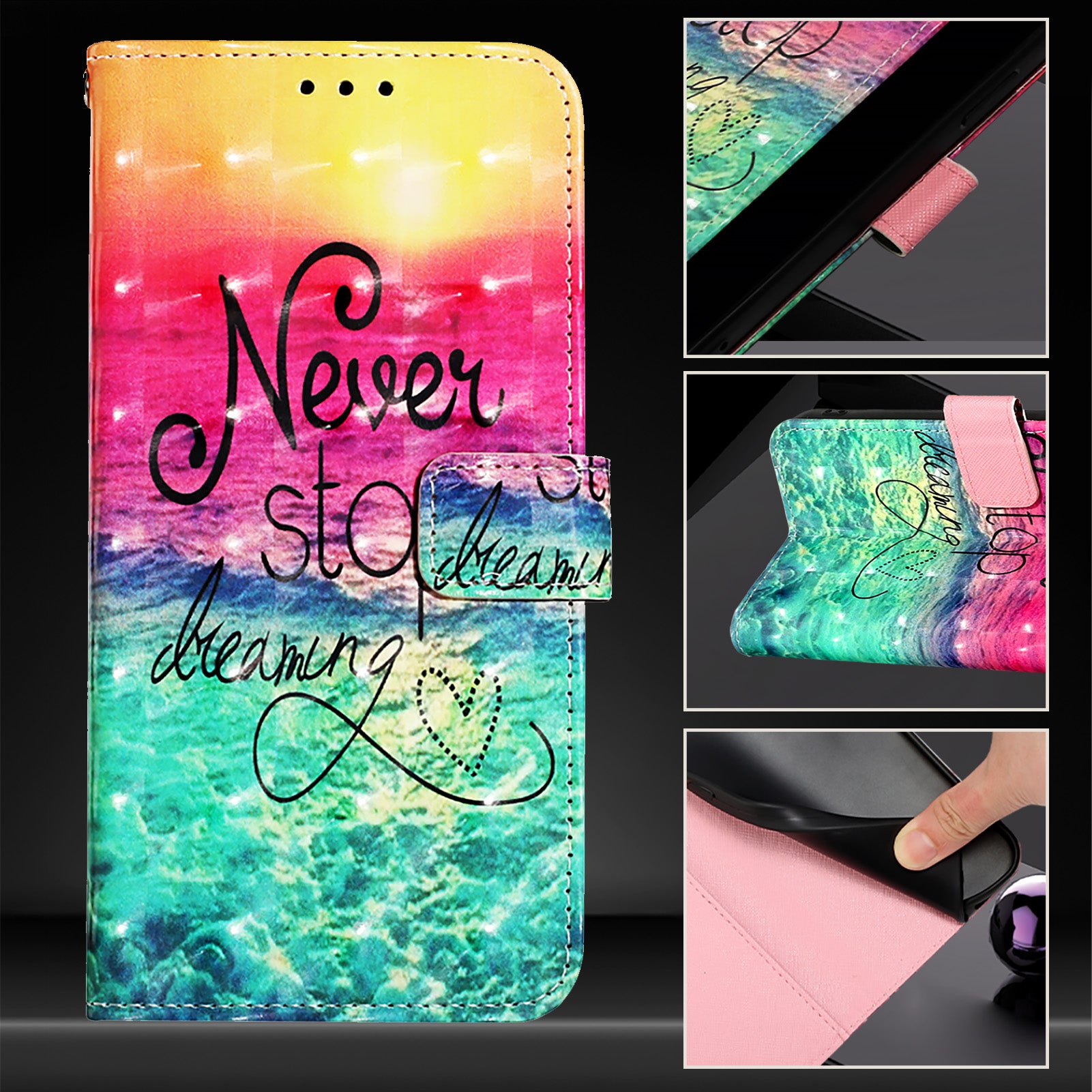 For Xiaomi Redmi Note 15 Pro 5G (Global) Leather Case Pattern Printing Wallet Stand Mobile Cover with Strap - Never Stop Dreaming