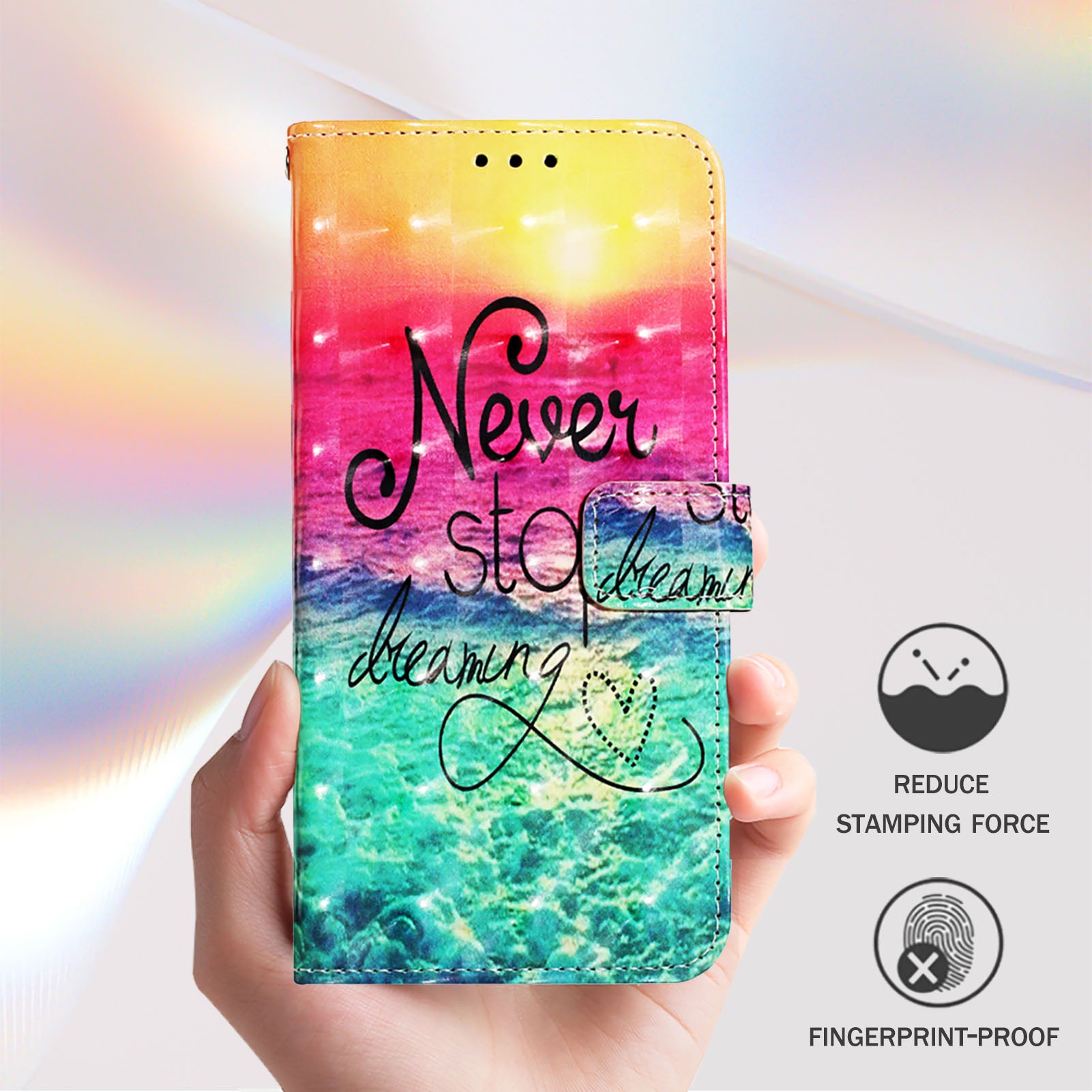 For Xiaomi Poco M8 Pro 5G / Redmi Note 15 Pro+ 5G (Global) Leather Case Pattern Printing Wallet Stand Mobile Cover with Strap - Never Stop Dreaming