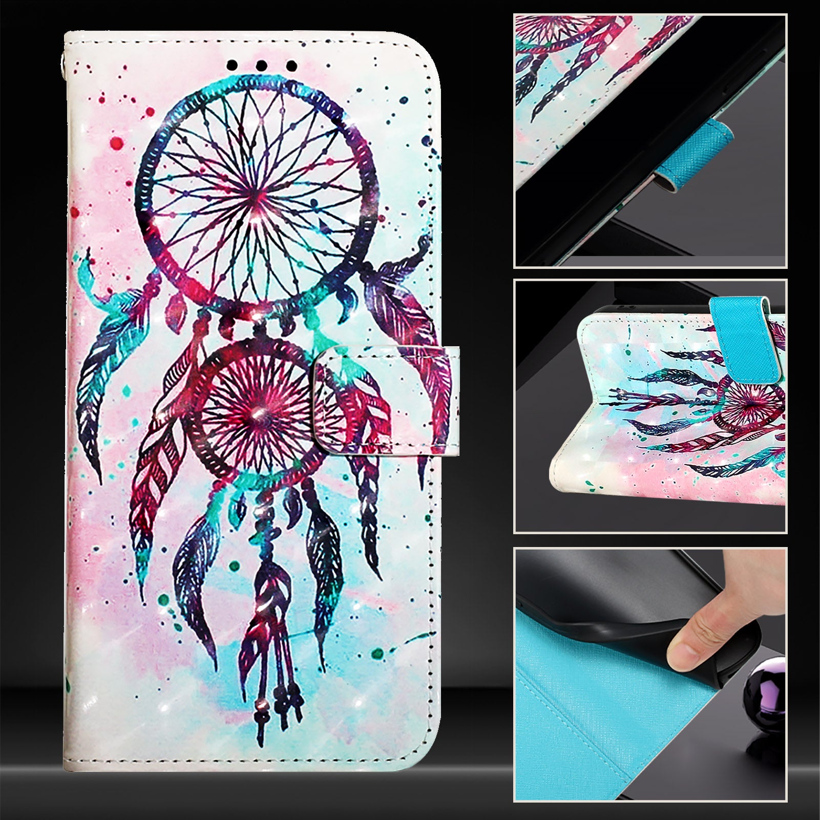 For Xiaomi Poco M8 Pro 5G / Redmi Note 15 Pro+ 5G (Global) Leather Case Pattern Printing Wallet Stand Mobile Cover with Strap - Colorful Wind Chime
