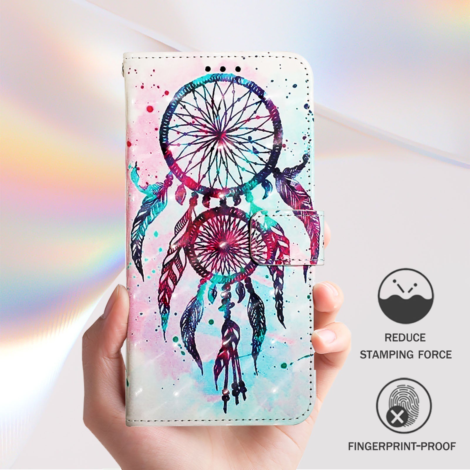 For Xiaomi Poco M8 Pro 5G / Redmi Note 15 Pro+ 5G (Global) Leather Case Pattern Printing Wallet Stand Mobile Cover with Strap - Colorful Wind Chime