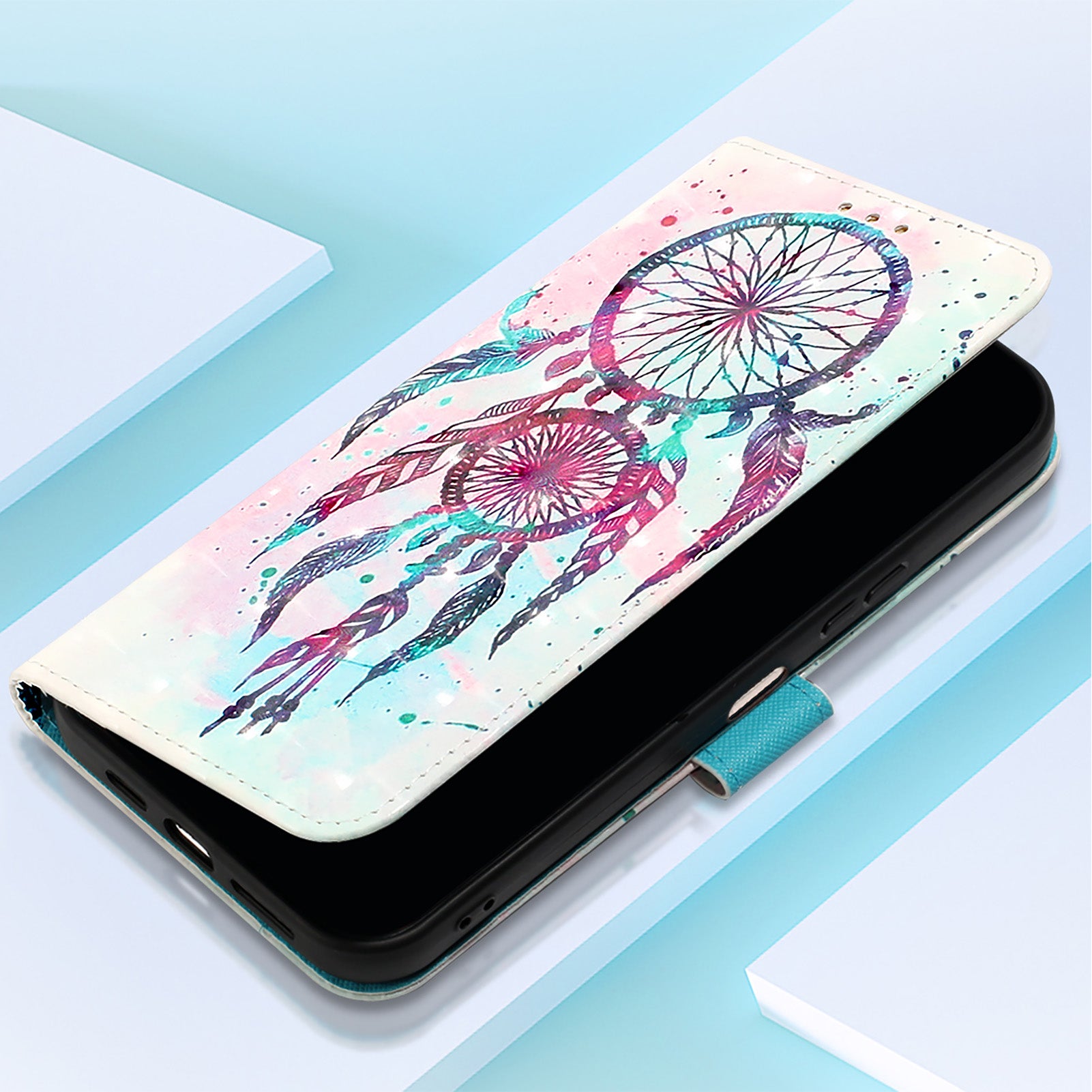 For Xiaomi Poco M8 Pro 5G / Redmi Note 15 Pro+ 5G (Global) Leather Case Pattern Printing Wallet Stand Mobile Cover with Strap - Colorful Wind Chime