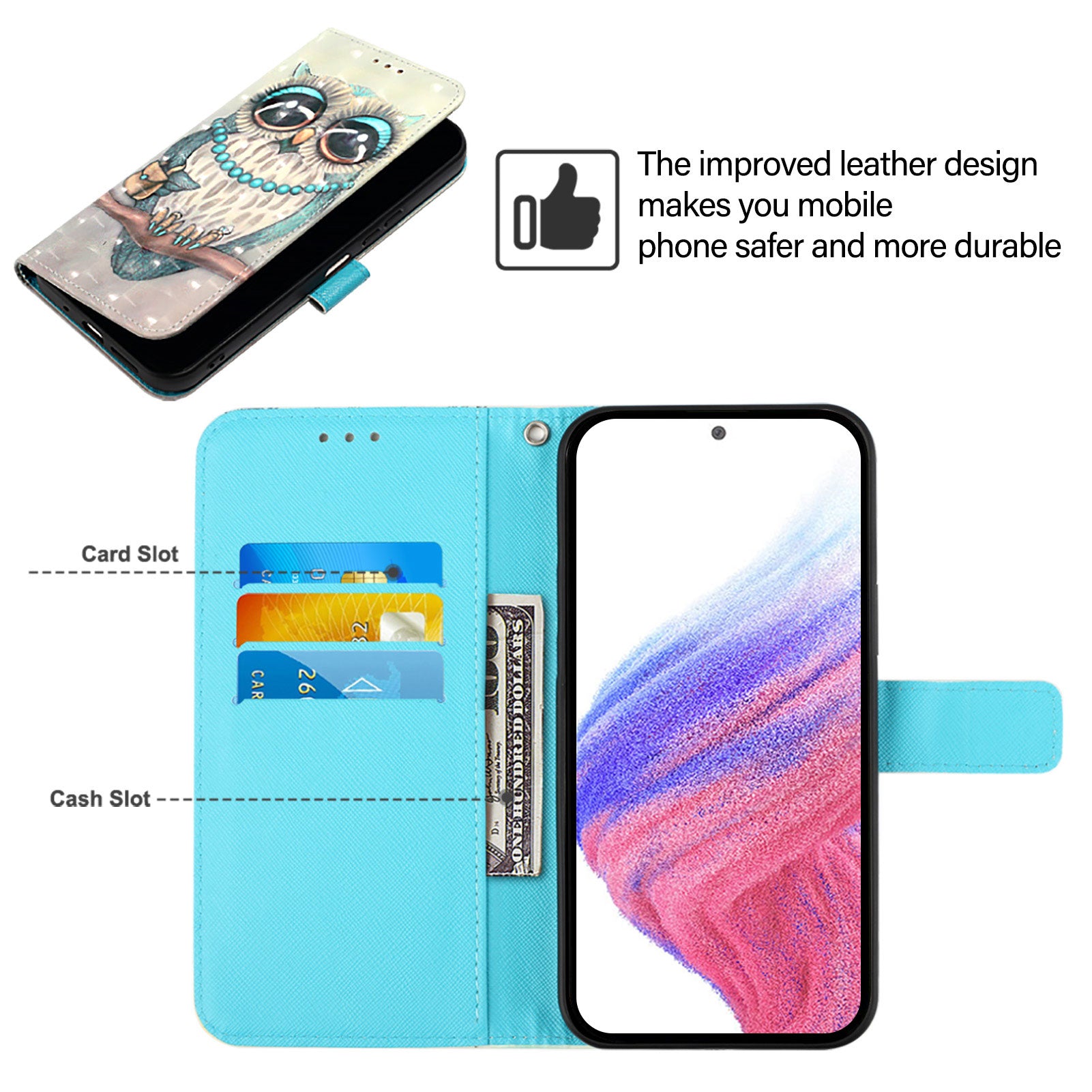 For Xiaomi Poco M8 Pro 5G / Redmi Note 15 Pro+ 5G (Global) Leather Case Pattern Printing Wallet Stand Mobile Cover with Strap - Grey Owl