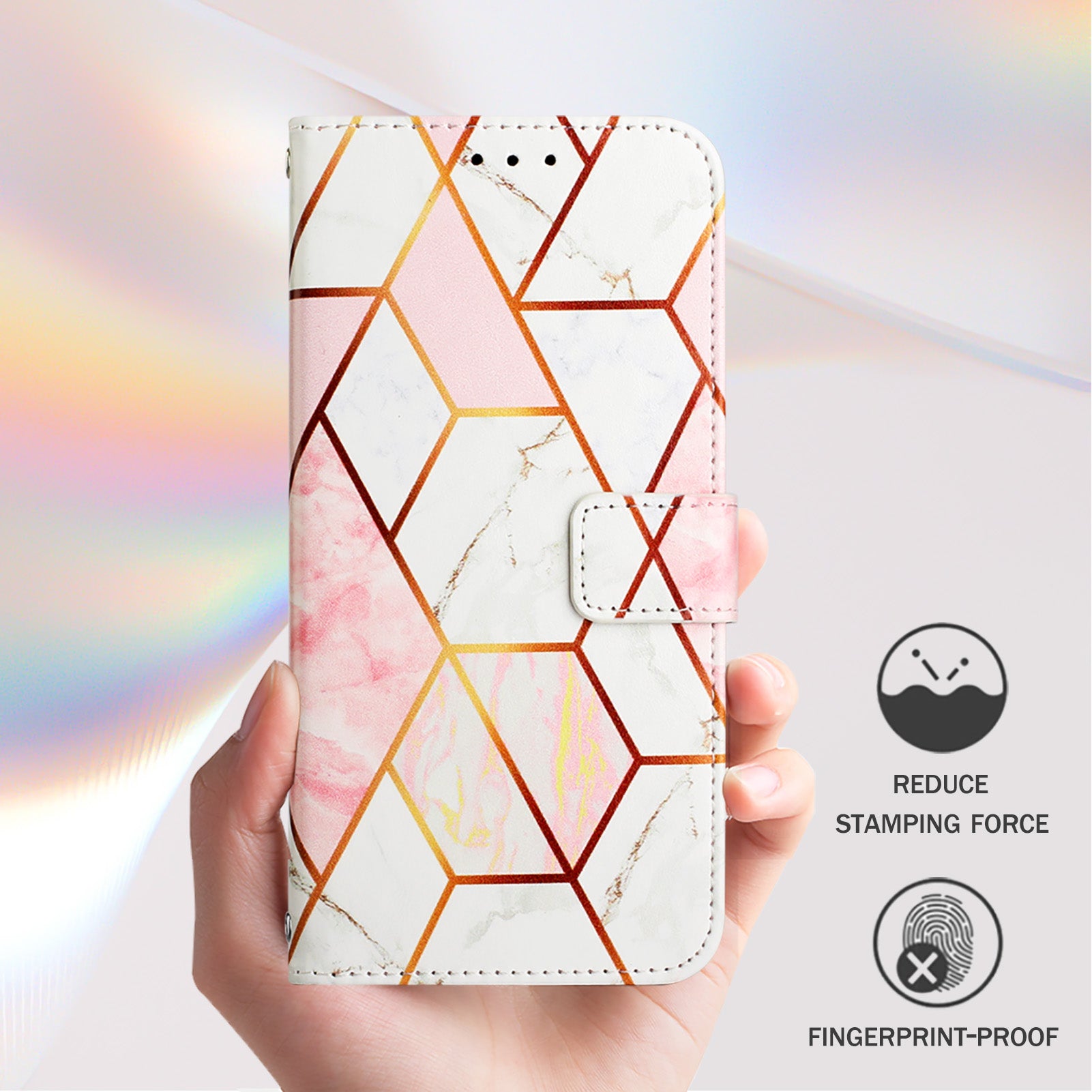 For Xiaomi Redmi Note 15 Pro 5G (Global) Case with Strap Marble Pattern Leather Phone Cover Card Holder - Pink / White LS002