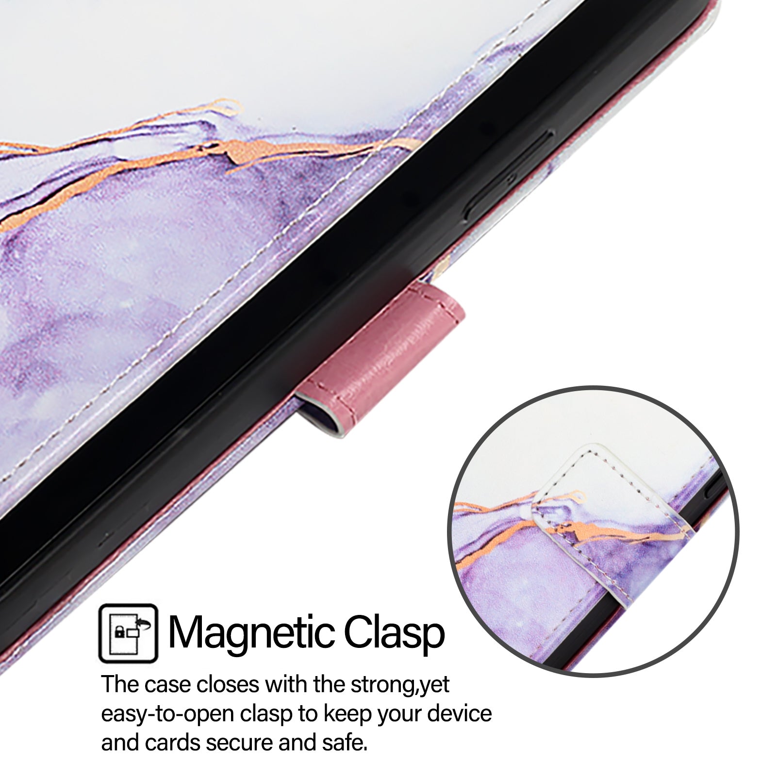 For Xiaomi Redmi Note 15 Pro 5G (Global) Case with Strap Marble Pattern Leather Phone Cover Card Holder - White / Purple LS006
