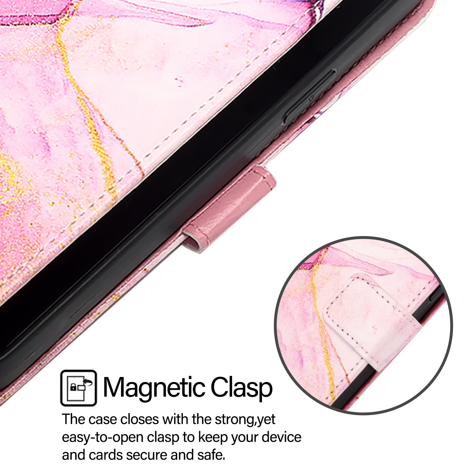 For Xiaomi Poco M8 Pro 5G / Redmi Note 15 Pro+ 5G (Global) Case with Strap Marble Pattern Leather Phone Cover Card Holder - Pink / Purple / Gold LS001