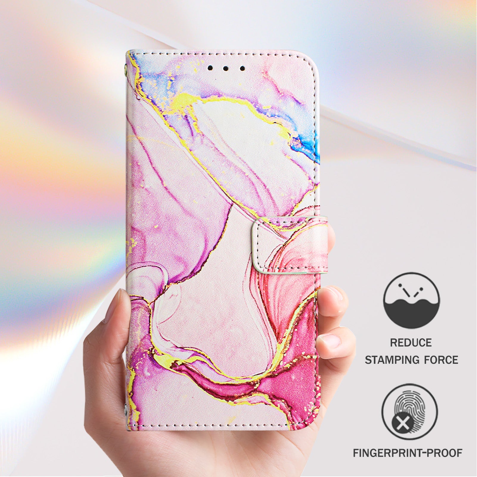 For Xiaomi Poco M8 Pro 5G / Redmi Note 15 Pro+ 5G (Global) Case with Strap Marble Pattern Leather Phone Cover Card Holder - Rose Gold LS005
