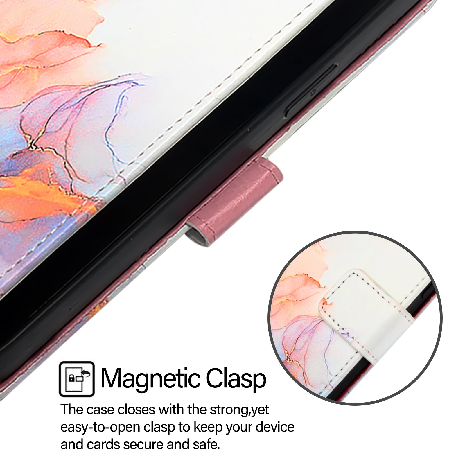 For Xiaomi Poco M8 Pro 5G / Redmi Note 15 Pro+ 5G (Global) Case with Strap Marble Pattern Leather Phone Cover Card Holder - Milky Way Marble White LS004