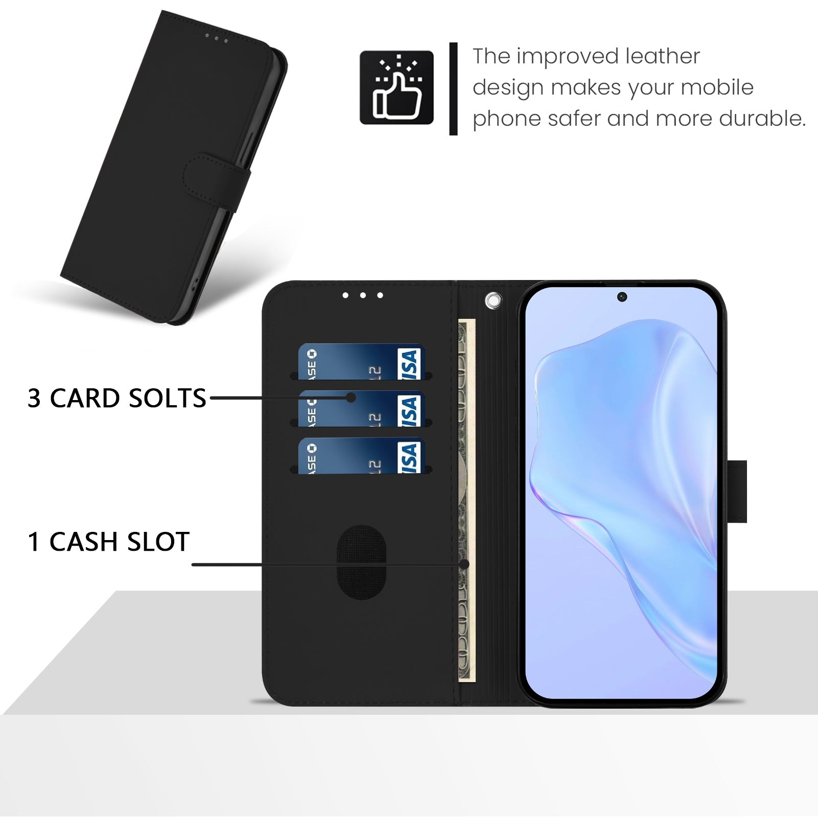 For Xiaomi Poco M8 Pro 5G / Redmi Note 15 Pro+ 5G (Global) Case Solid Color Wallet Leather Phone Cover with Strap - Black