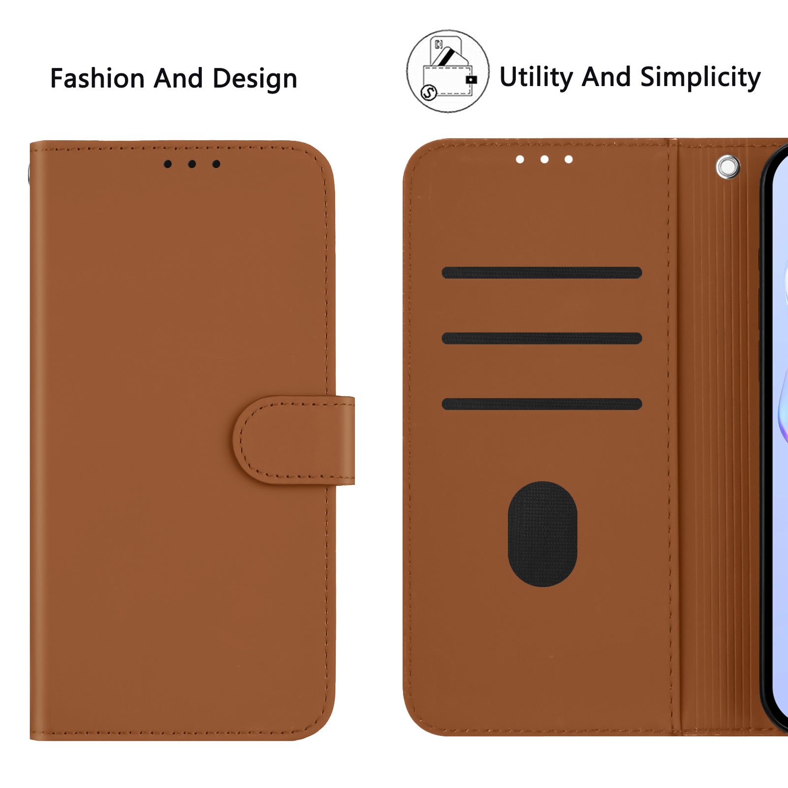 For Xiaomi Poco M8 Pro 5G / Redmi Note 15 Pro+ 5G (Global) Case Solid Color Wallet Leather Phone Cover with Strap - Brown