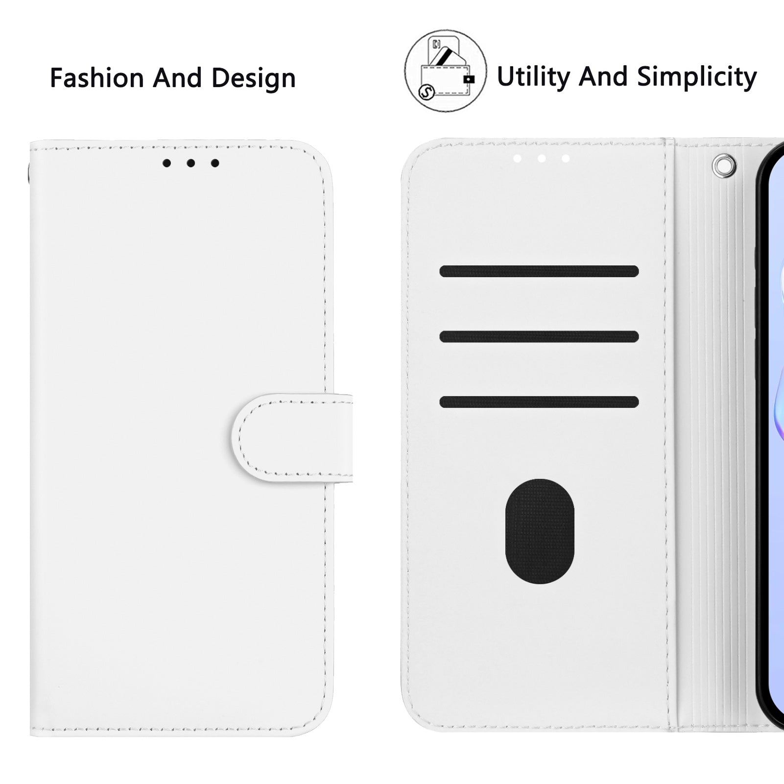 For Xiaomi Poco M8 Pro 5G / Redmi Note 15 Pro+ 5G (Global) Case Solid Color Wallet Leather Phone Cover with Strap - White
