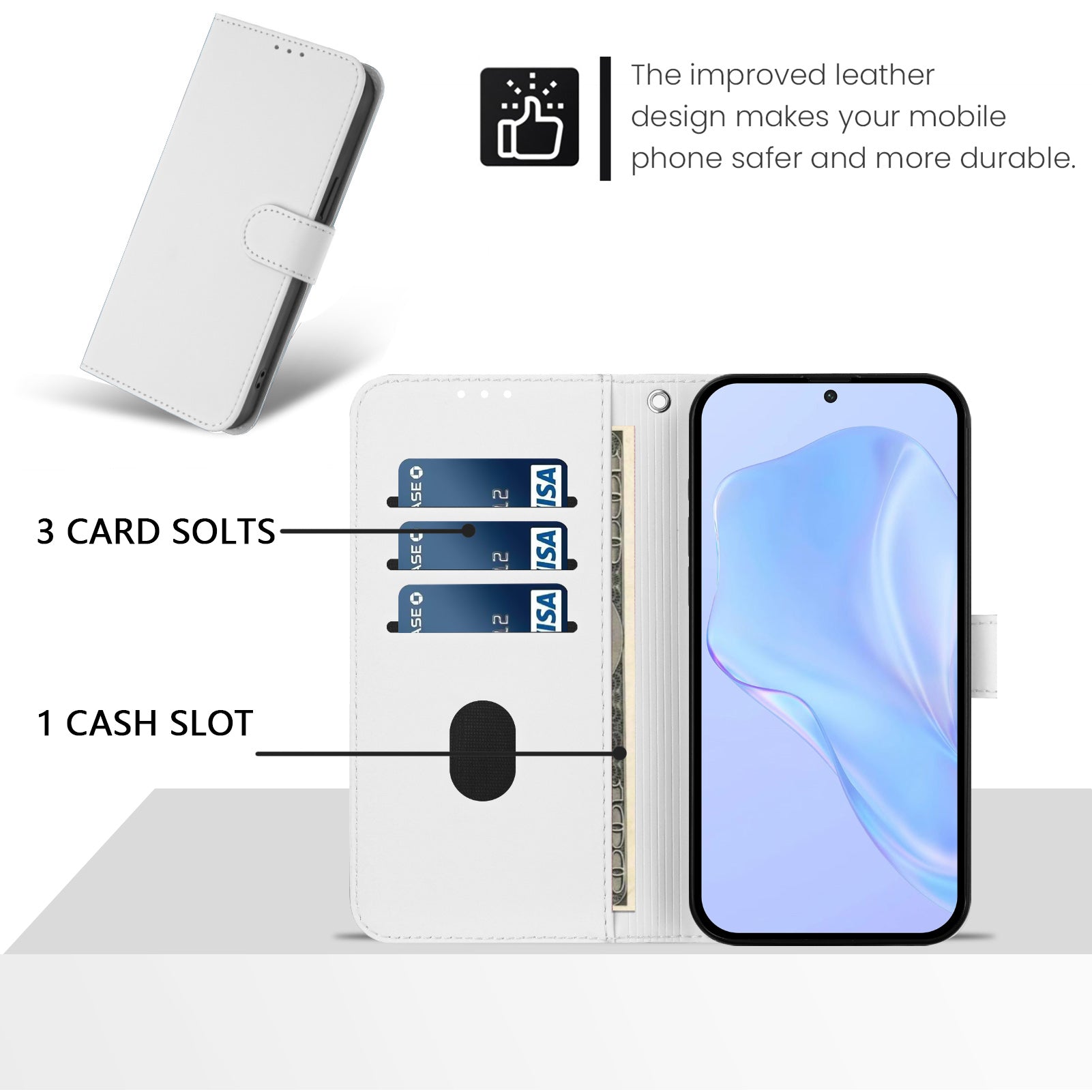 For Xiaomi Poco M8 Pro 5G / Redmi Note 15 Pro+ 5G (Global) Case Solid Color Wallet Leather Phone Cover with Strap - White