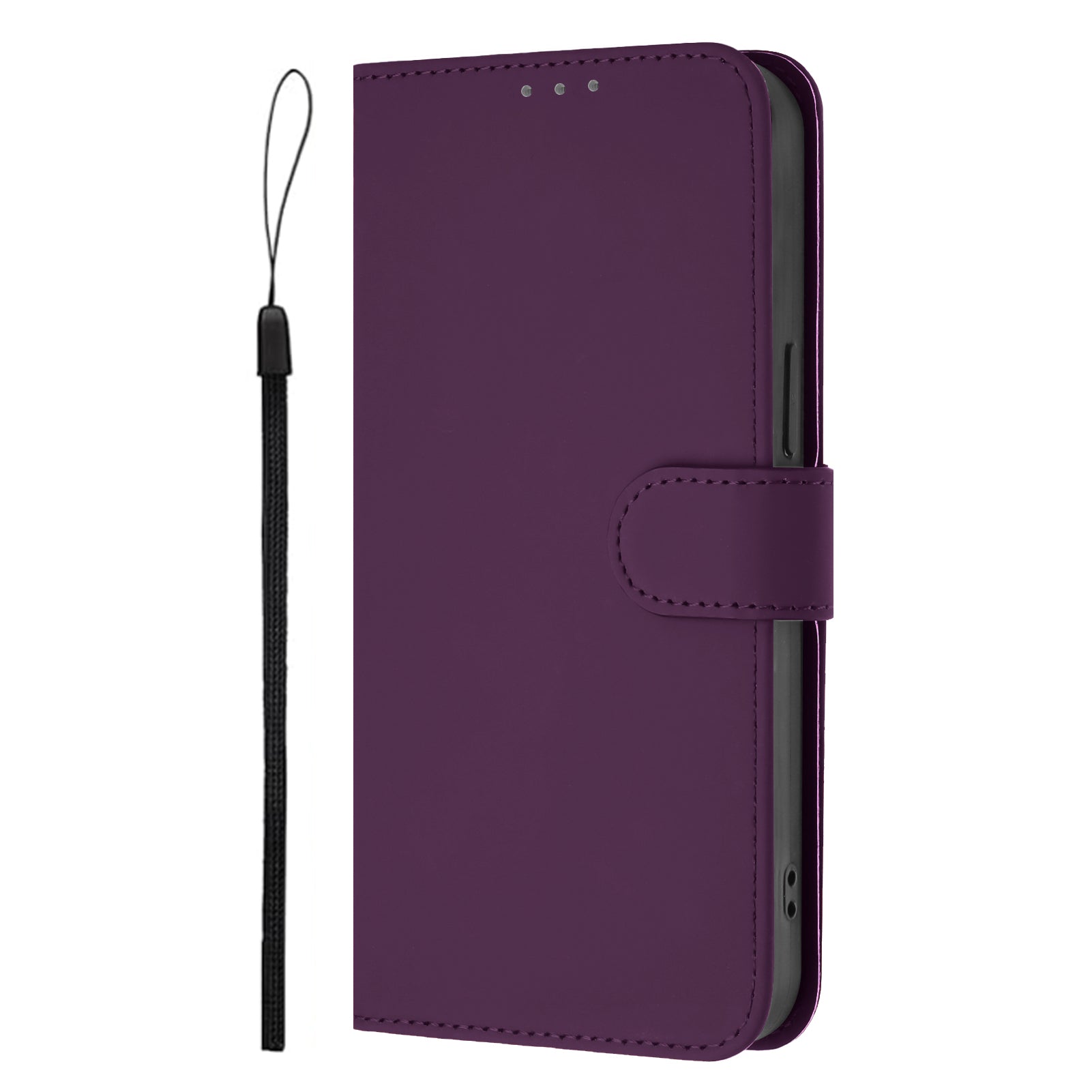 For Xiaomi Poco M8 Pro 5G / Redmi Note 15 Pro+ 5G (Global) Case Solid Color Wallet Leather Phone Cover with Strap - Voilet