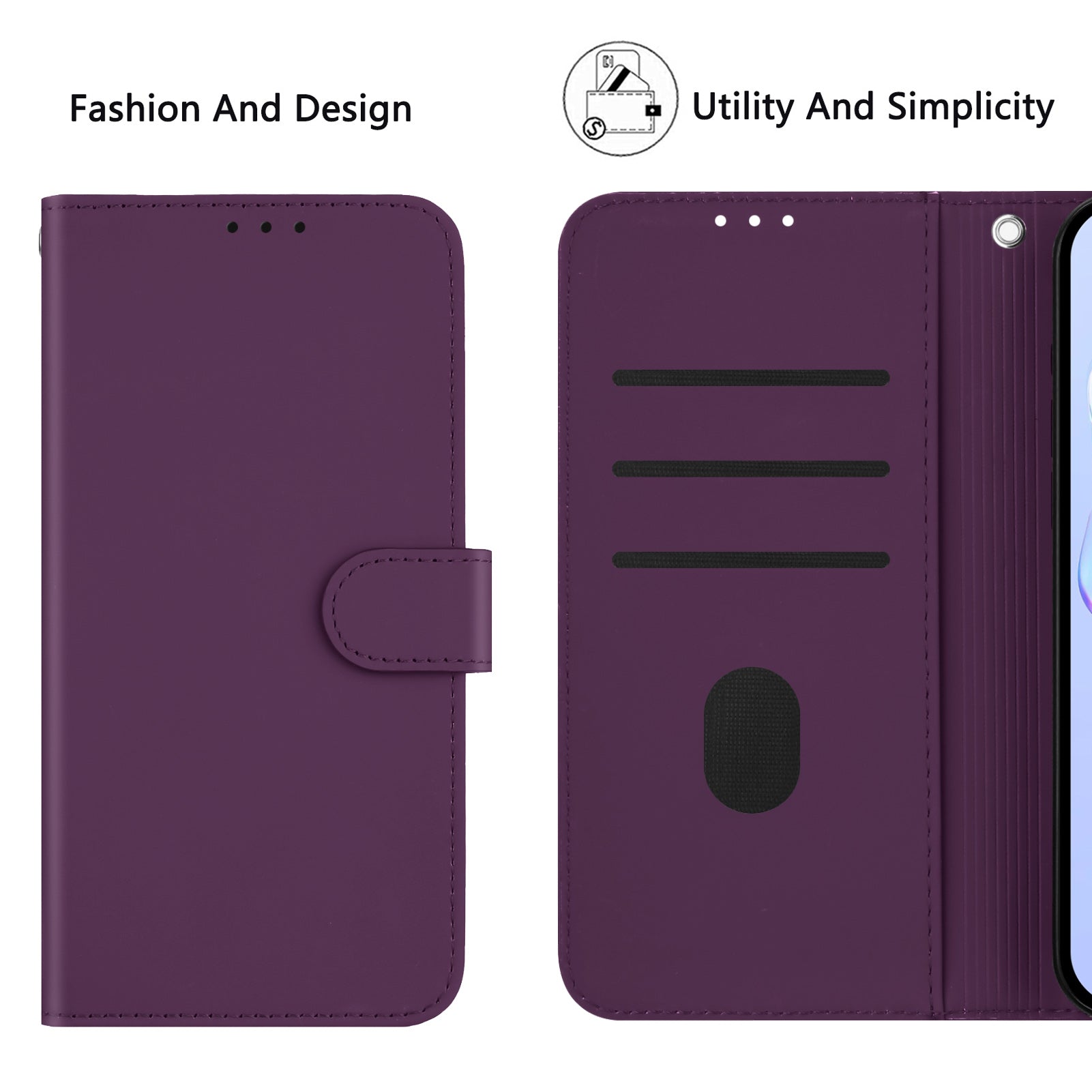 For Xiaomi Poco M8 Pro 5G / Redmi Note 15 Pro+ 5G (Global) Case Solid Color Wallet Leather Phone Cover with Strap - Voilet