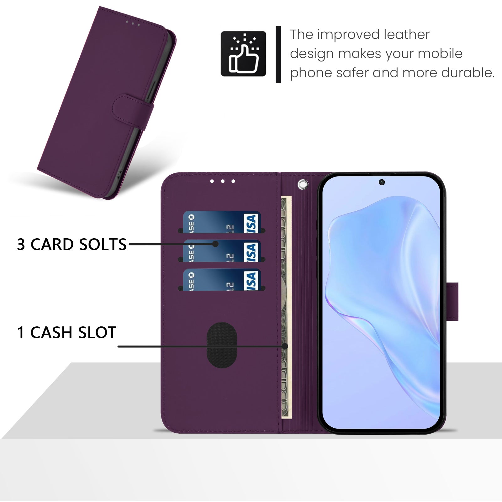 For Xiaomi Poco M8 Pro 5G / Redmi Note 15 Pro+ 5G (Global) Case Solid Color Wallet Leather Phone Cover with Strap - Voilet