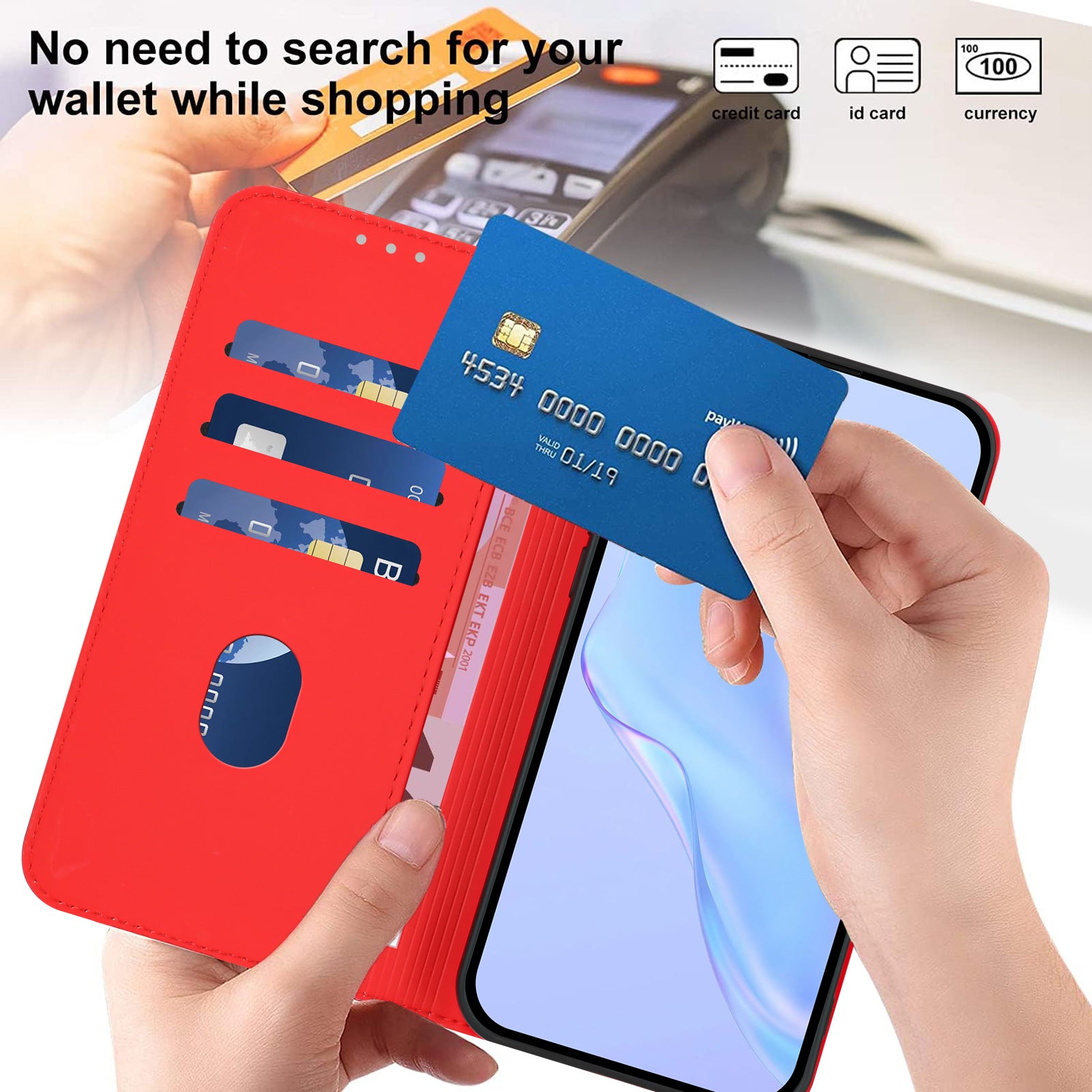For Xiaomi Poco M8 Pro 5G / Redmi Note 15 Pro+ 5G (Global) Case Solid Color Wallet Leather Phone Cover with Strap - Bright Red