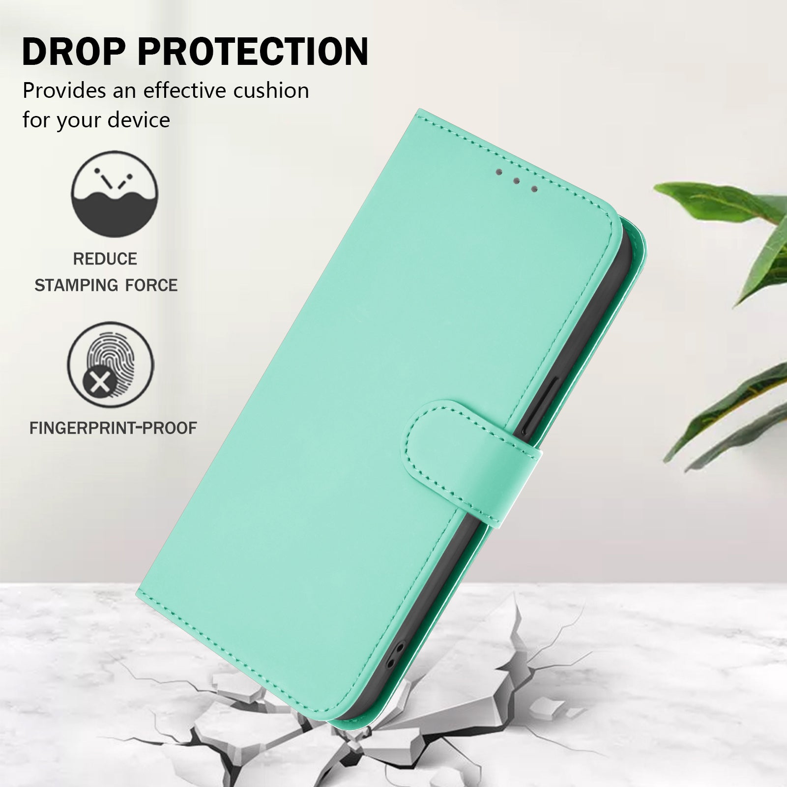 For Xiaomi Poco M8 Pro 5G / Redmi Note 15 Pro+ 5G (Global) Case Solid Color Wallet Leather Phone Cover with Strap - Mint Green