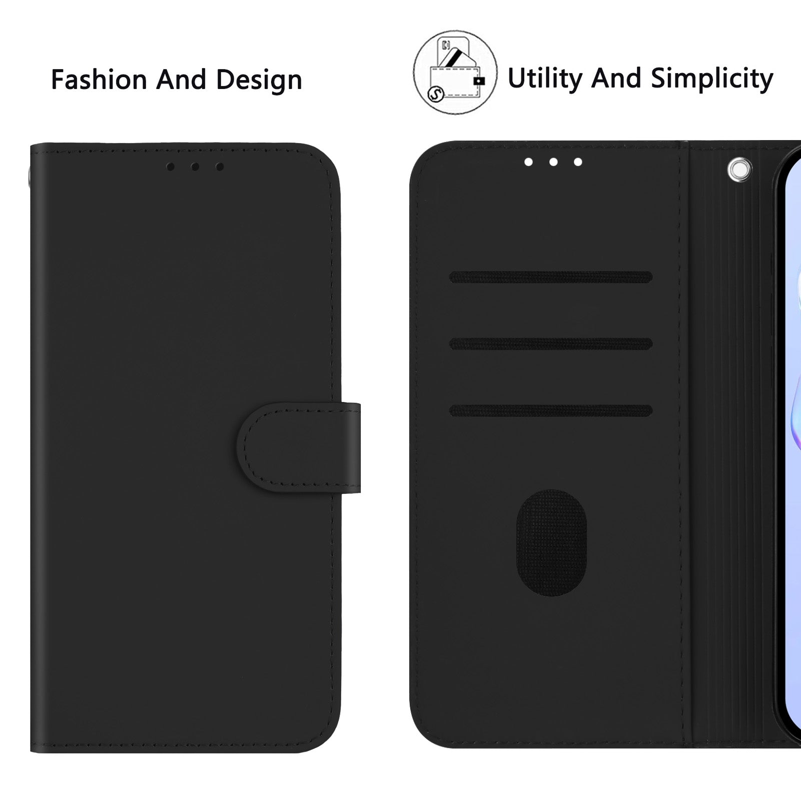 For Xiaomi Redmi Note 15 Pro 5G (Global) Case Solid Color Wallet Leather Phone Cover with Strap - Black
