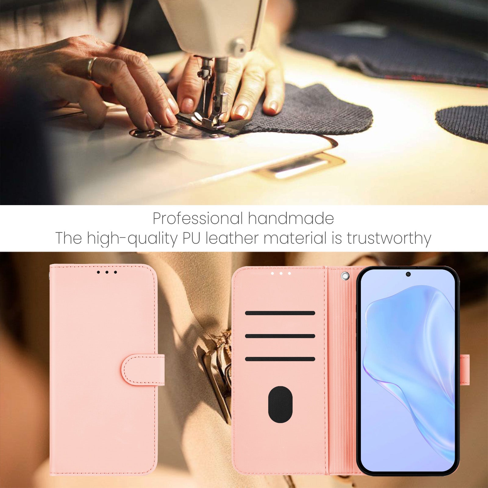 For Xiaomi Redmi Note 15 Pro 5G (Global) Case Solid Color Wallet Leather Phone Cover with Strap - Pink
