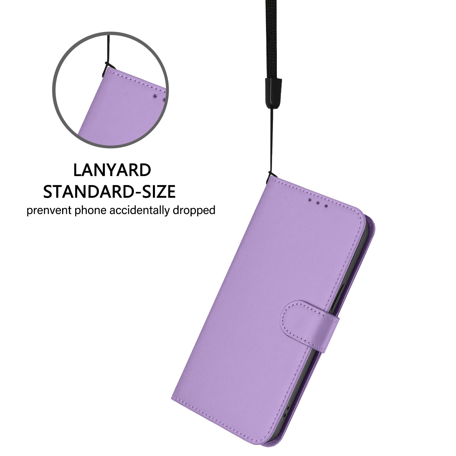 For Xiaomi Redmi Note 15 Pro 5G (Global) Case Solid Color Wallet Leather Phone Cover with Strap - Lavender