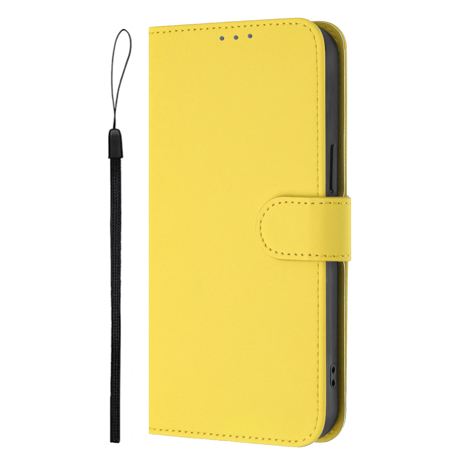 For Xiaomi Redmi Note 15 Pro 5G (Global) Case Solid Color Wallet Leather Phone Cover with Strap - Lemon