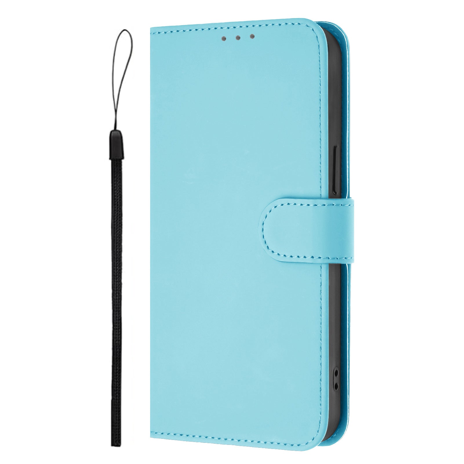 For Xiaomi Redmi Note 15 Pro 5G (Global) Case Solid Color Wallet Leather Phone Cover with Strap - Sky Blue