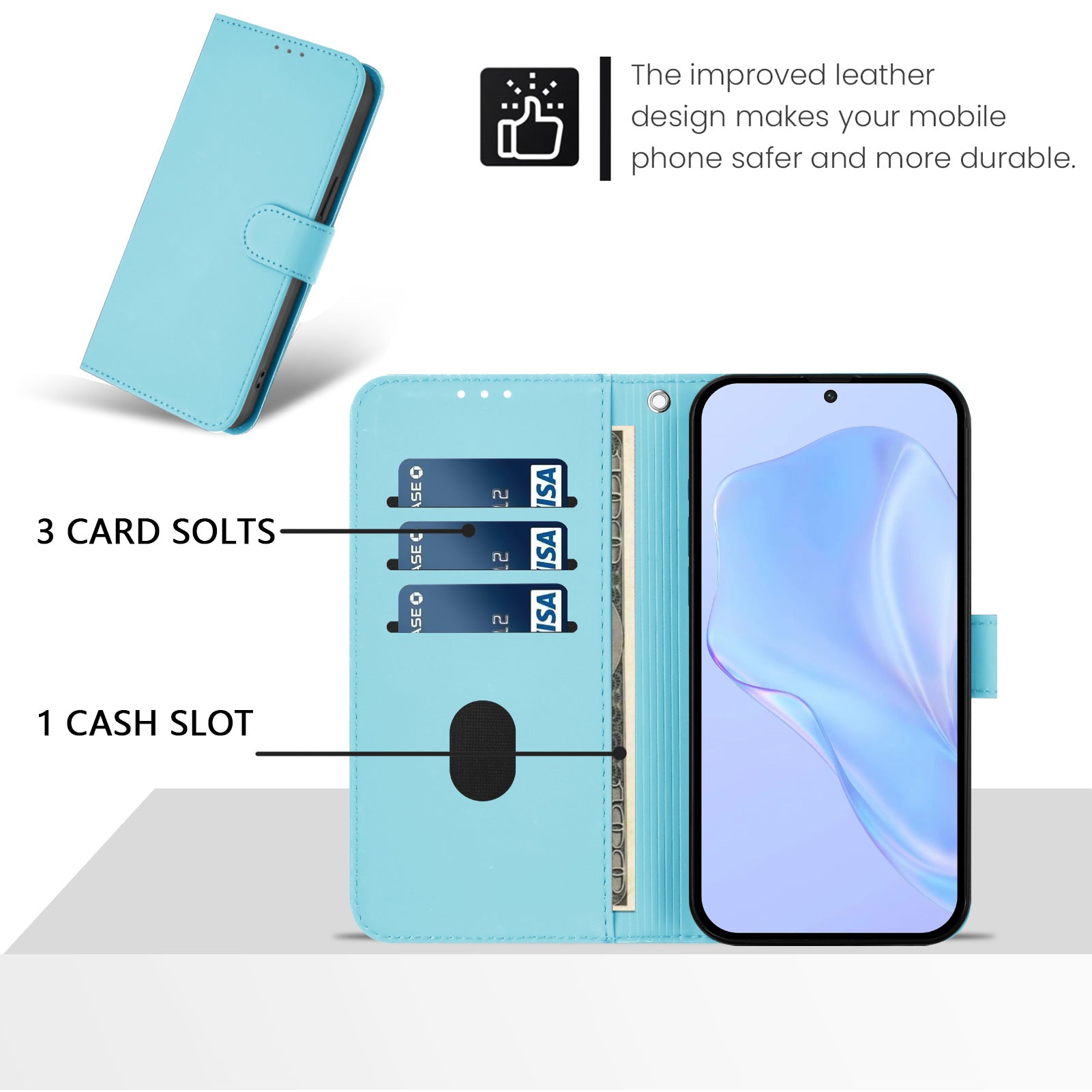 For Xiaomi Redmi Note 15 Pro 5G (Global) Case Solid Color Wallet Leather Phone Cover with Strap - Sky Blue
