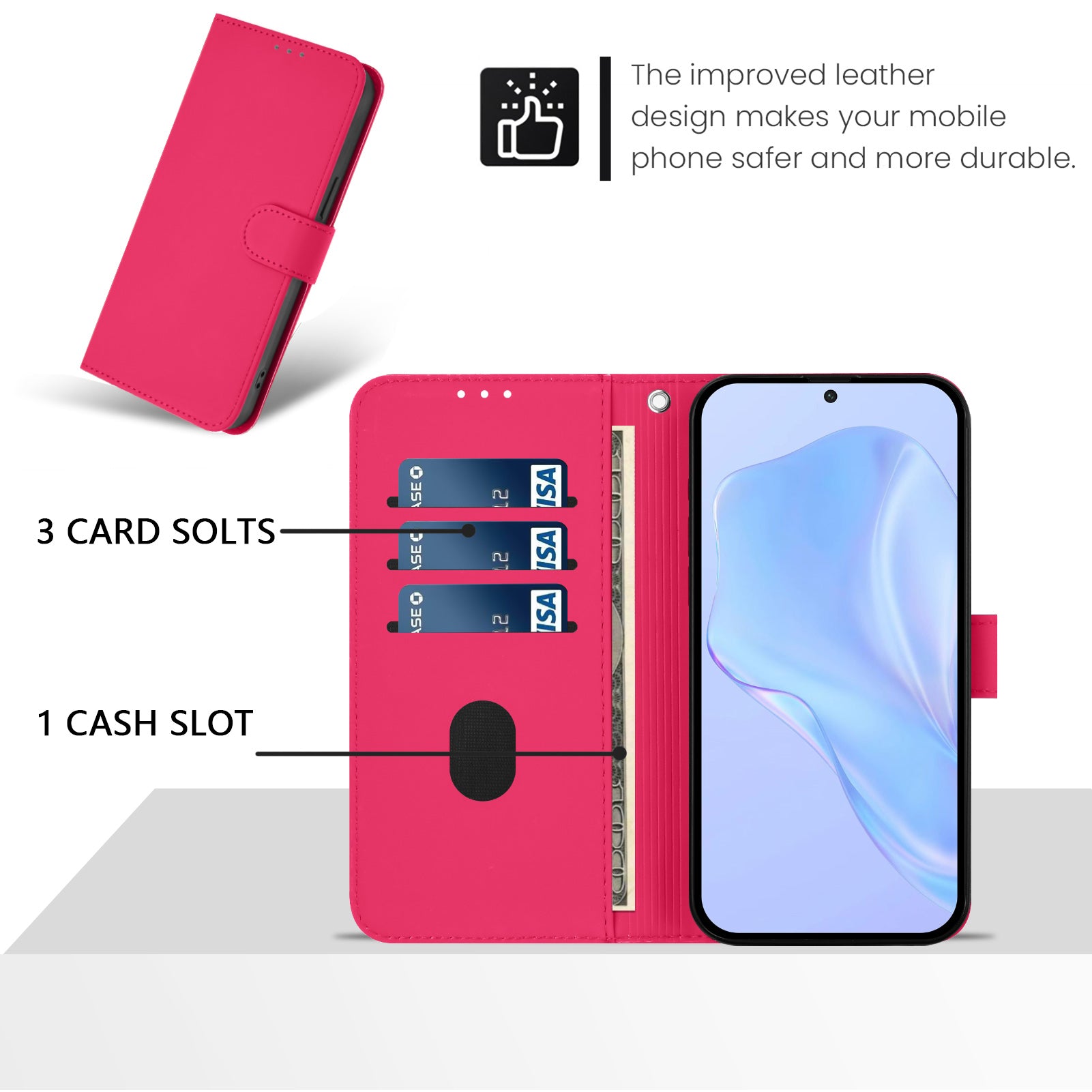 For Xiaomi Redmi Note 15 Pro 5G (Global) Case Solid Color Wallet Leather Phone Cover with Strap - Rose Red