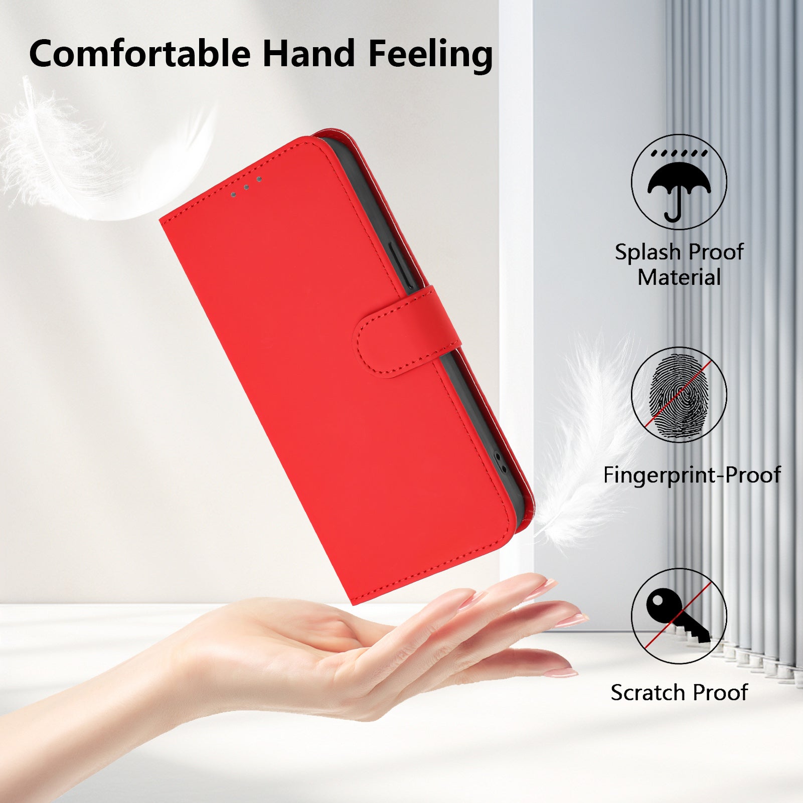 For Xiaomi Redmi Note 15 Pro 5G (Global) Case Solid Color Wallet Leather Phone Cover with Strap - Bright Red
