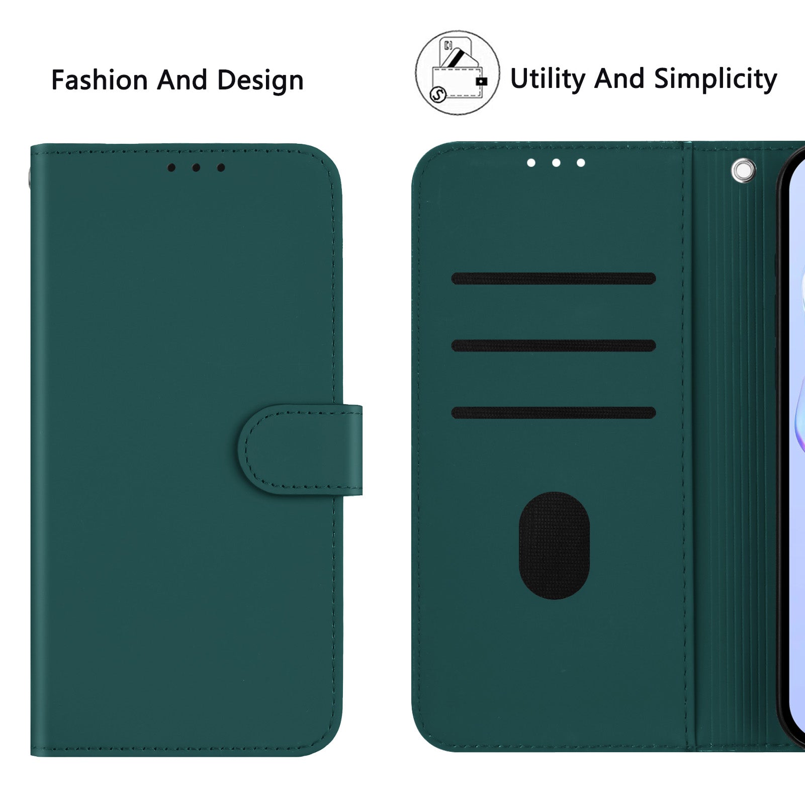 For Xiaomi Redmi Note 15 Pro 5G (Global) Case Solid Color Wallet Leather Phone Cover with Strap - Dark Green