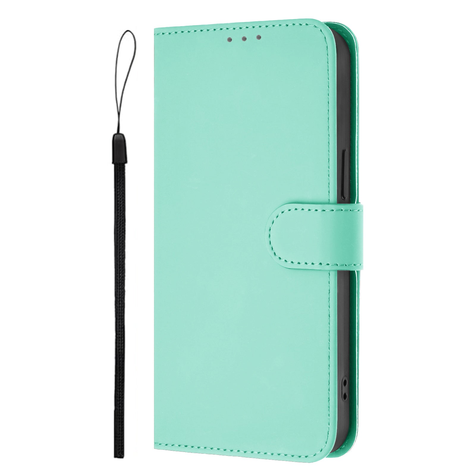For Xiaomi Redmi Note 15 Pro 5G (Global) Case Solid Color Wallet Leather Phone Cover with Strap - Mint Green