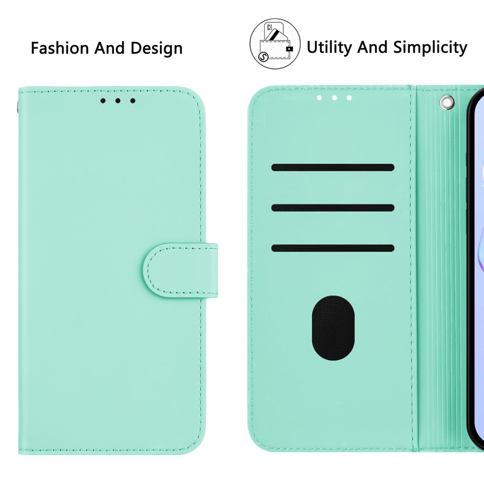 For Xiaomi Redmi Note 15 Pro 5G (Global) Case Solid Color Wallet Leather Phone Cover with Strap - Mint Green