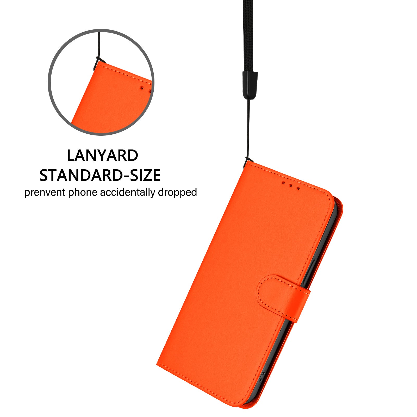 For Xiaomi Redmi Note 15 Pro 5G (Global) Case Solid Color Wallet Leather Phone Cover with Strap - Orange