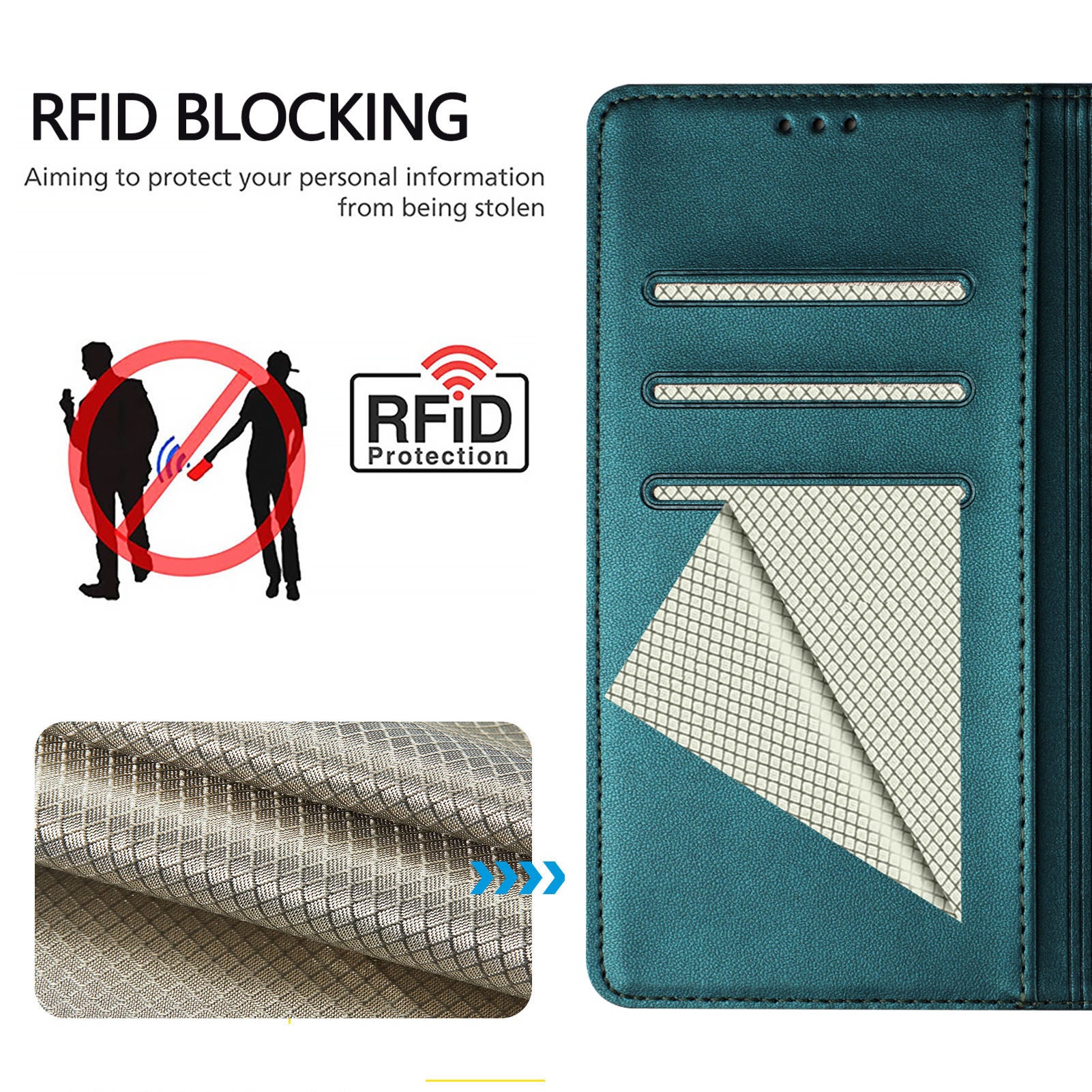 For Xiaomi Poco M8 Pro 5G / Redmi Note 15 Pro+ 5G (Global) Case Imprinted Honeycomb RFID Blocking Leather Phone Cover with Strap - Green