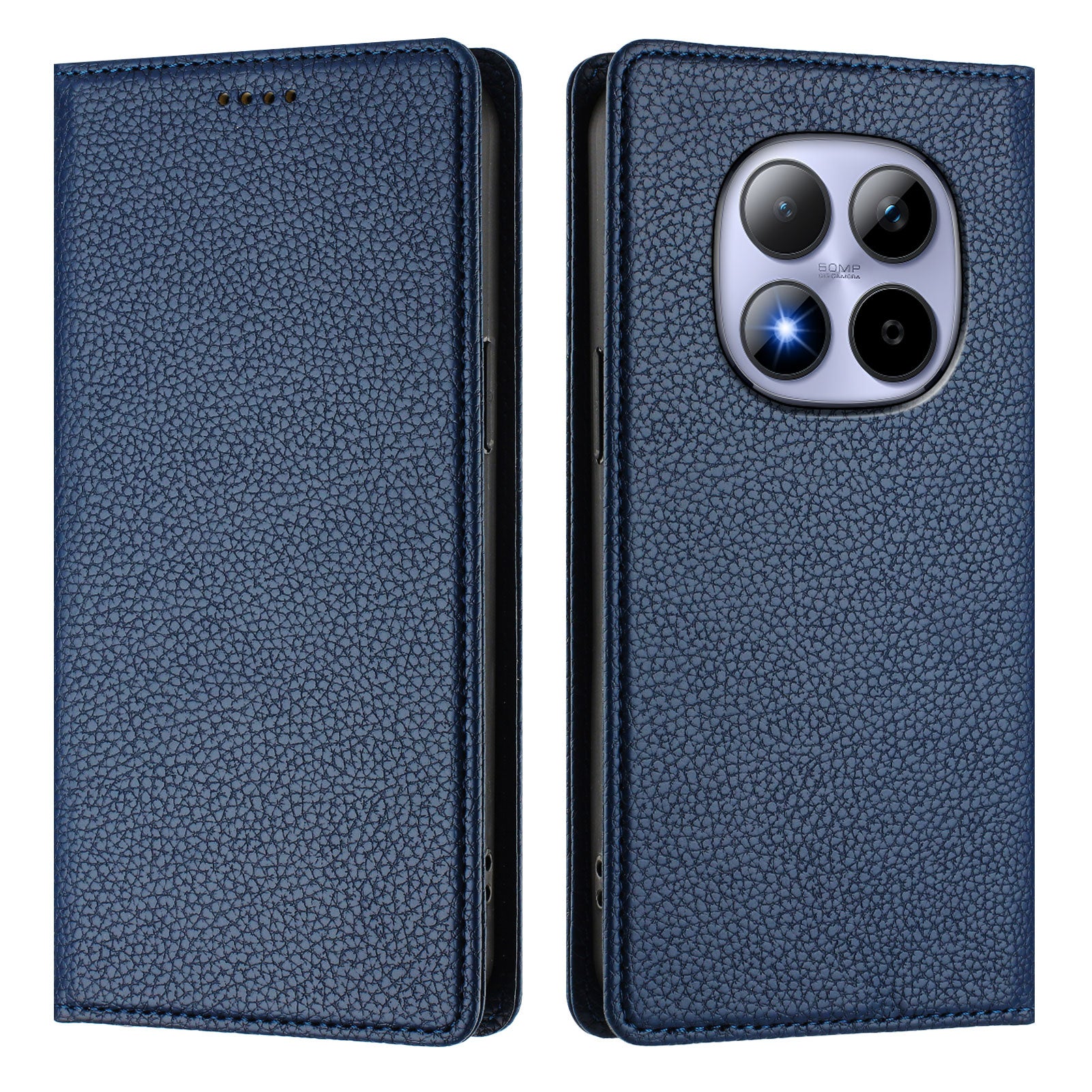 For Xiaomi Redmi Note 15 Pro 5G (Global) Wallet Case RFID Blocking Litchi Texture Leather Mobile Cover - Dark Blue