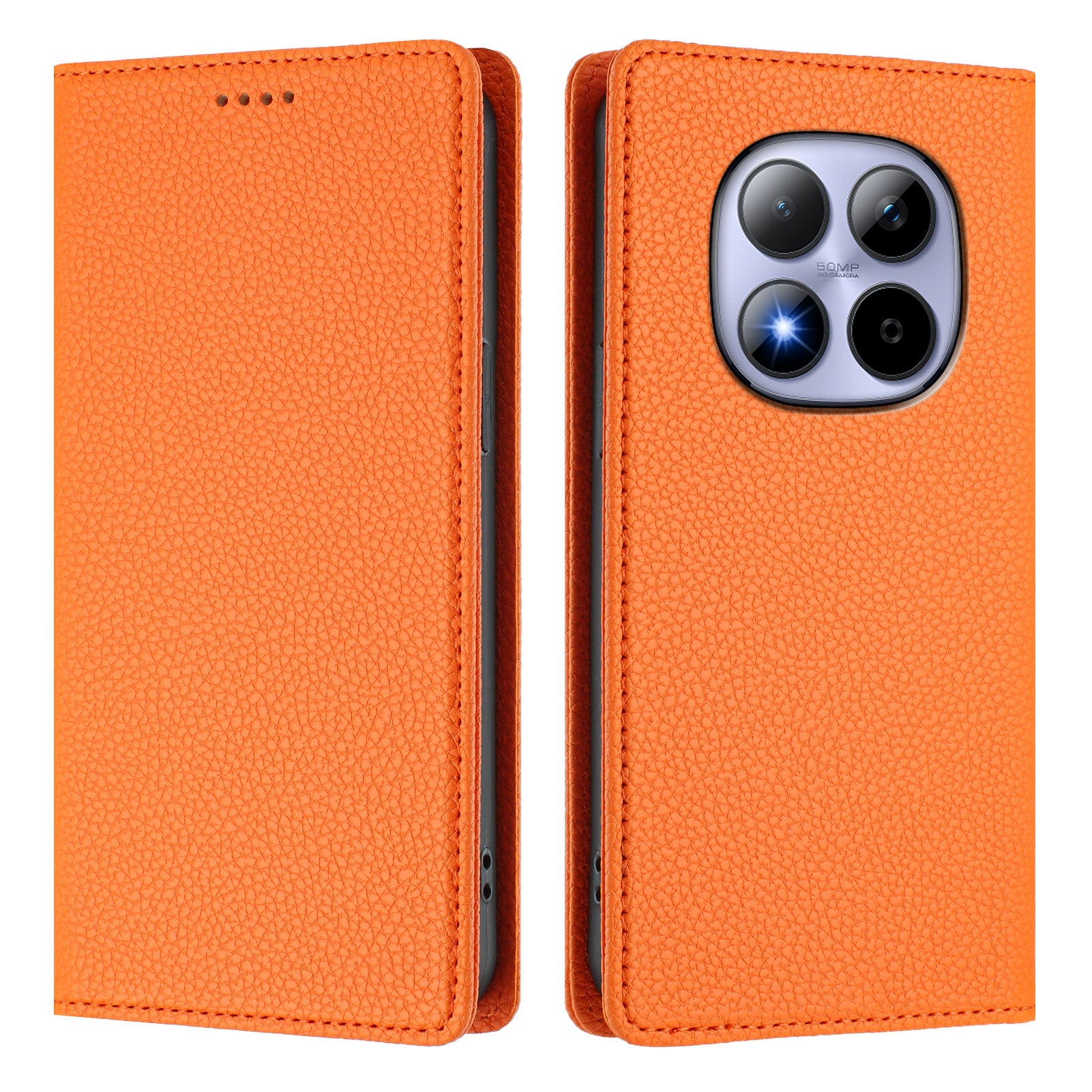 For Xiaomi Redmi Note 15 Pro 5G (Global) Wallet Case RFID Blocking Litchi Texture Leather Mobile Cover - Orange