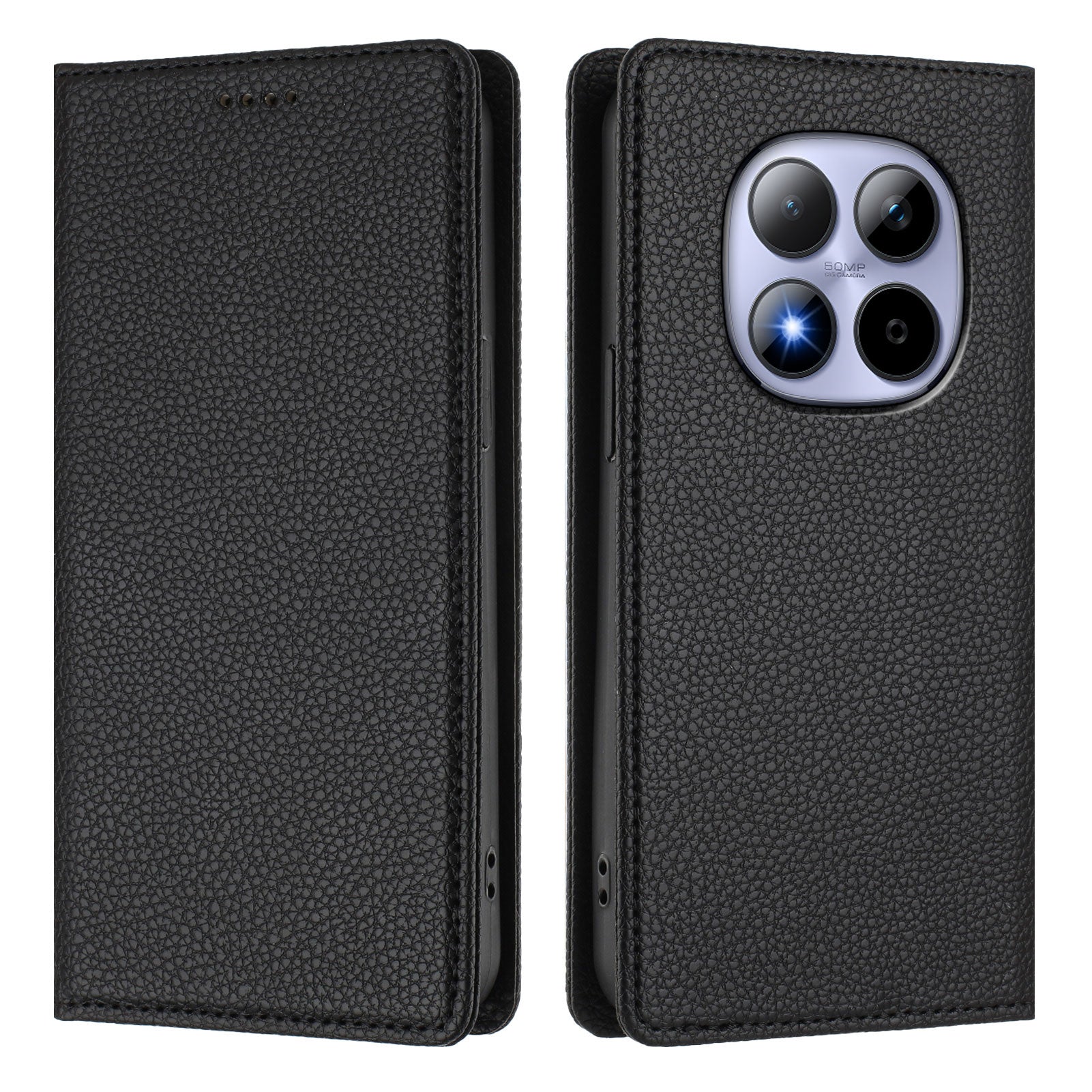 For Xiaomi Redmi Note 15 Pro 5G (Global) Wallet Case RFID Blocking Litchi Texture Leather Mobile Cover - Black