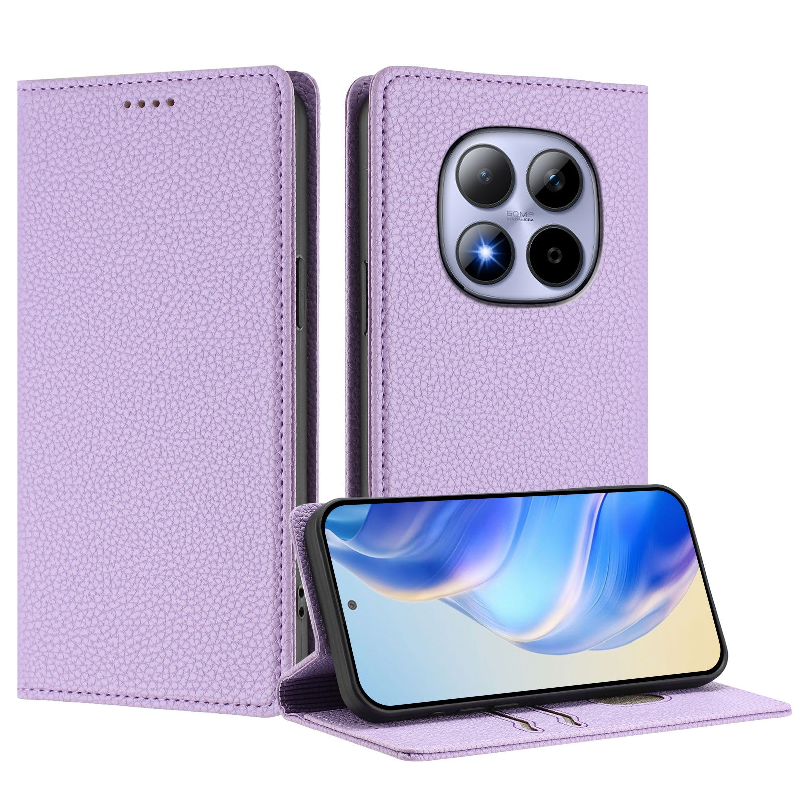 For Xiaomi Redmi Note 15 Pro 5G (Global) Wallet Case RFID Blocking Litchi Texture Leather Mobile Cover - Light Purple