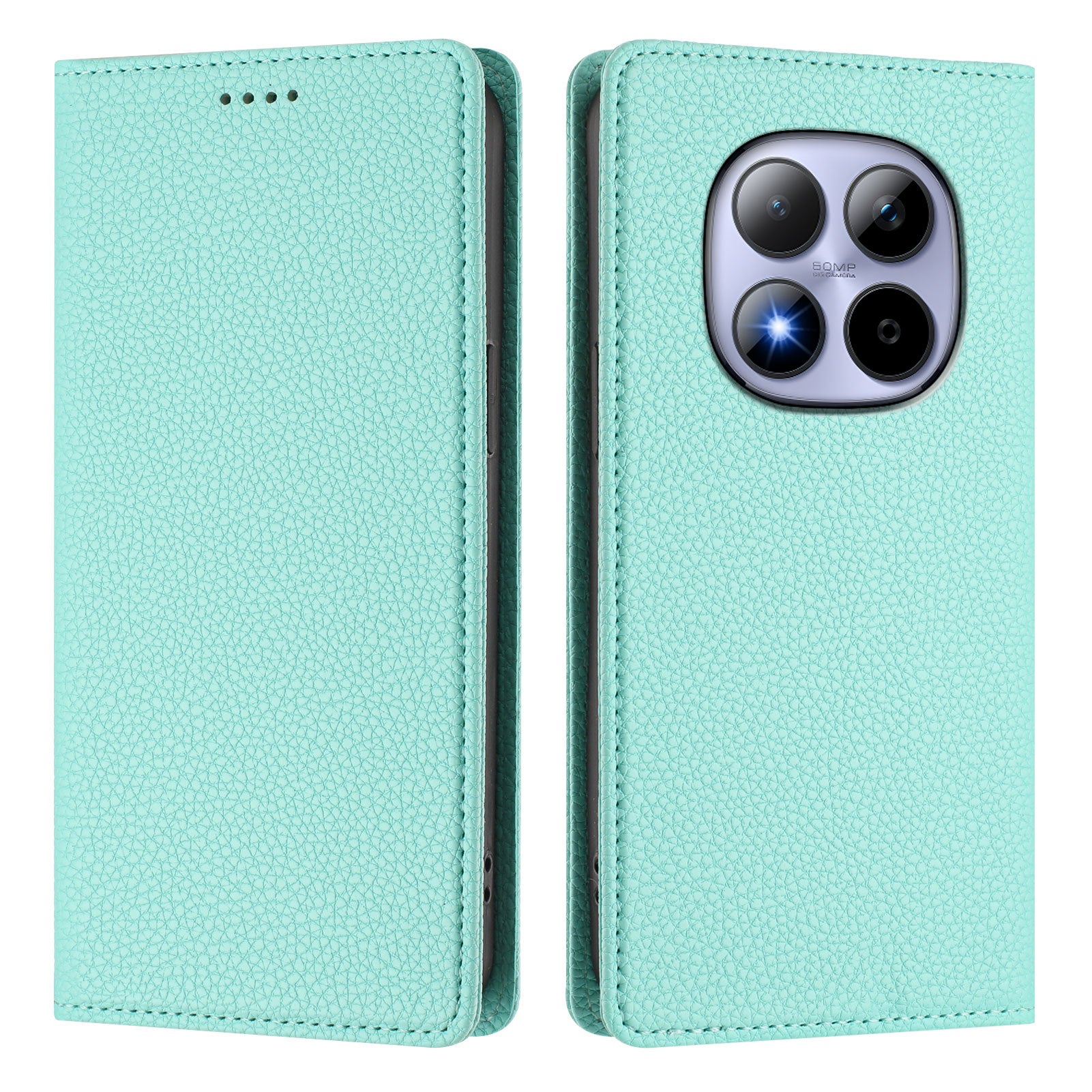 For Xiaomi Redmi Note 15 Pro 5G (Global) Wallet Case RFID Blocking Litchi Texture Leather Mobile Cover - Mint Green