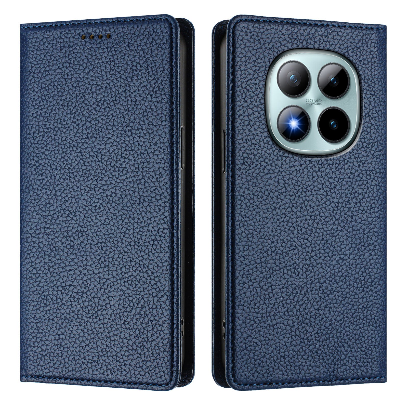 For Xiaomi Poco M8 Pro 5G / Redmi Note 15 Pro+ 5G (Global) Wallet Case RFID Blocking Litchi Texture Leather Mobile Cover - Dark Blue