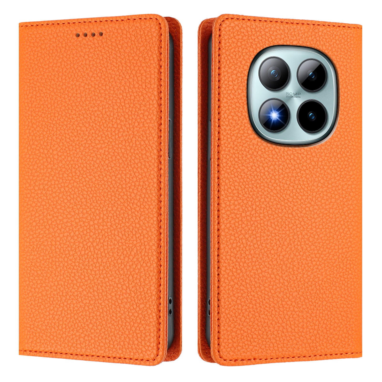 For Xiaomi Poco M8 Pro 5G / Redmi Note 15 Pro+ 5G (Global) Wallet Case RFID Blocking Litchi Texture Leather Mobile Cover - Orange