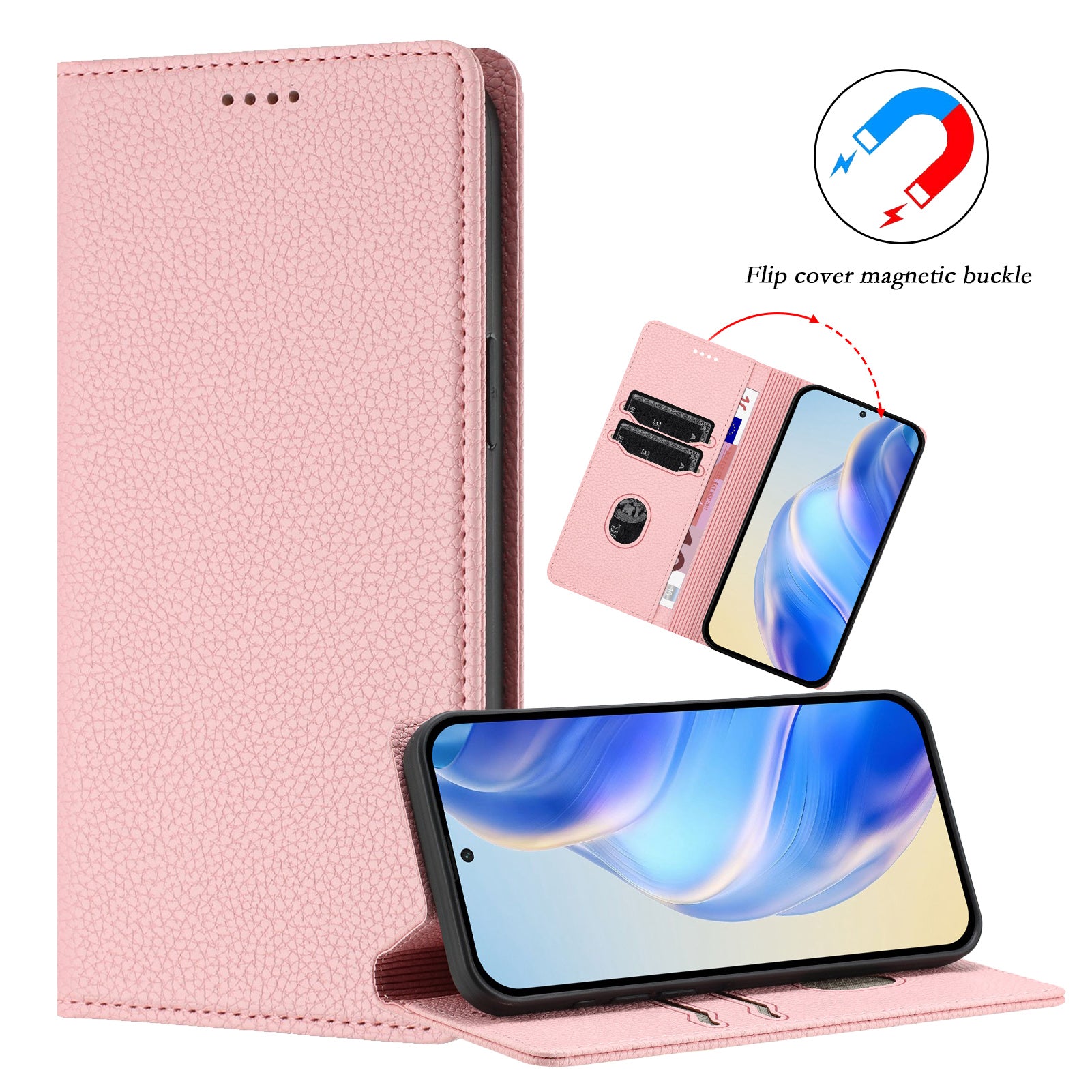 For Xiaomi Poco M8 Pro 5G / Redmi Note 15 Pro+ 5G (Global) Wallet Case RFID Blocking Litchi Texture Leather Mobile Cover - Pink