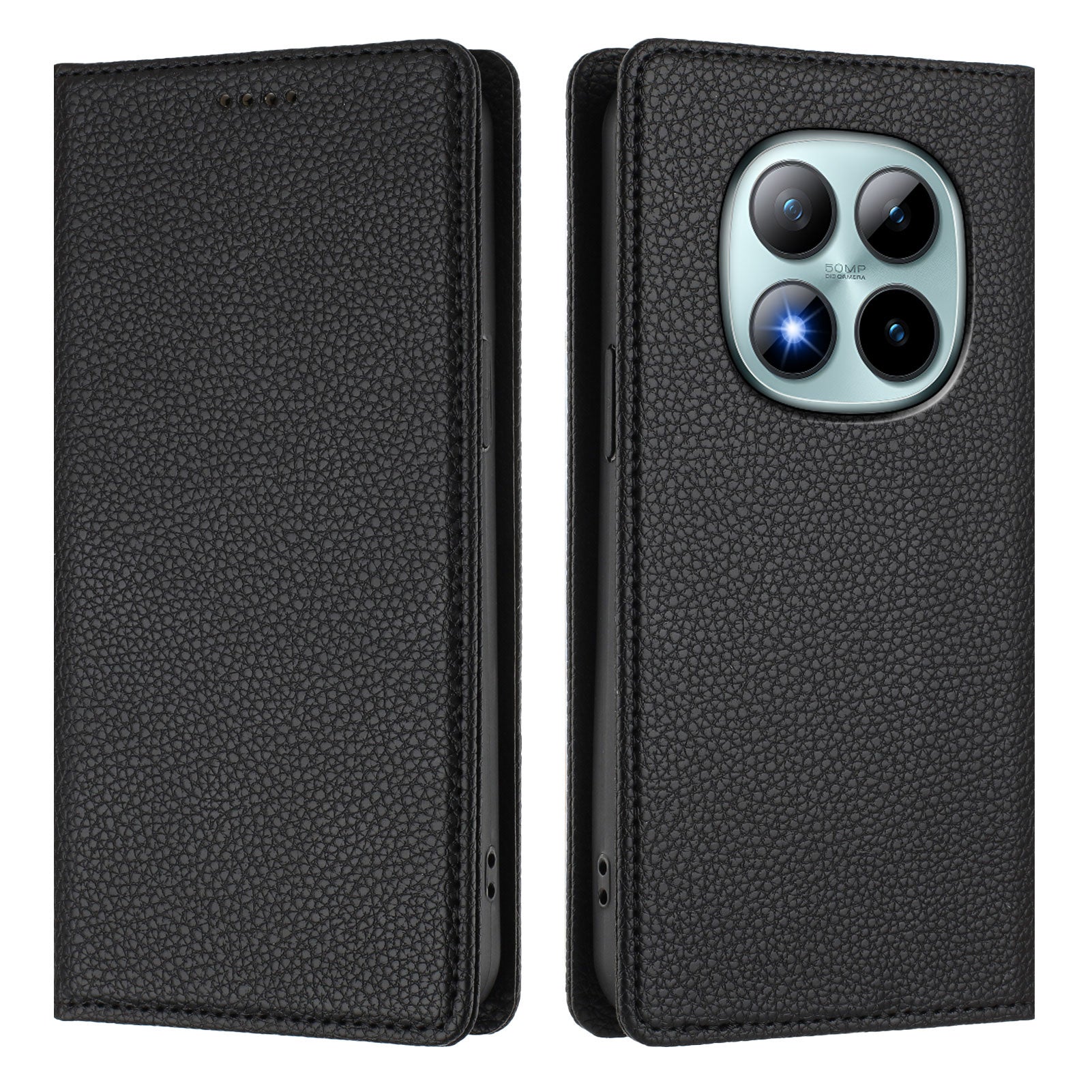 For Xiaomi Poco M8 Pro 5G / Redmi Note 15 Pro+ 5G (Global) Wallet Case RFID Blocking Litchi Texture Leather Mobile Cover - Black