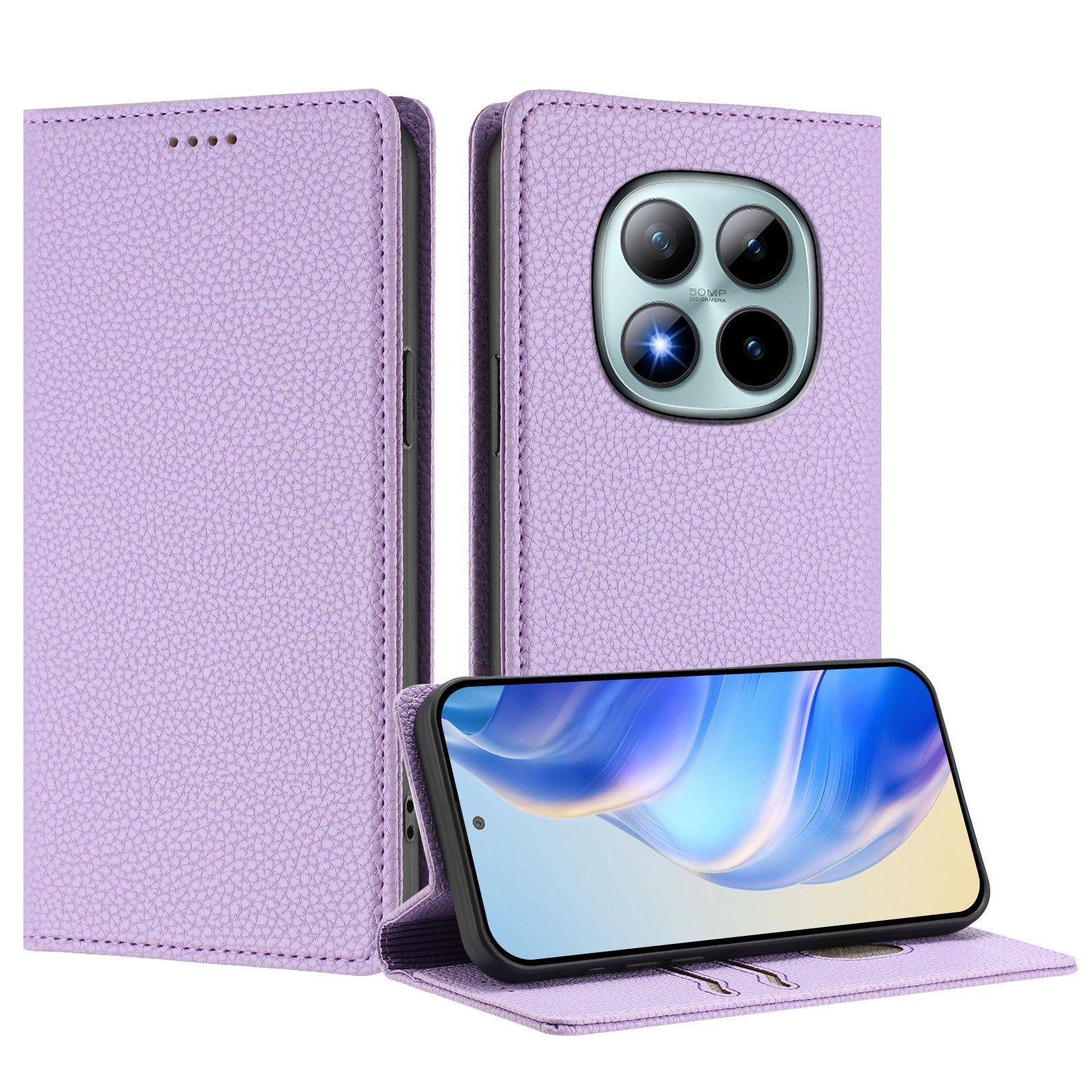 For Xiaomi Poco M8 Pro 5G / Redmi Note 15 Pro+ 5G (Global) Wallet Case RFID Blocking Litchi Texture Leather Mobile Cover - Light Purple