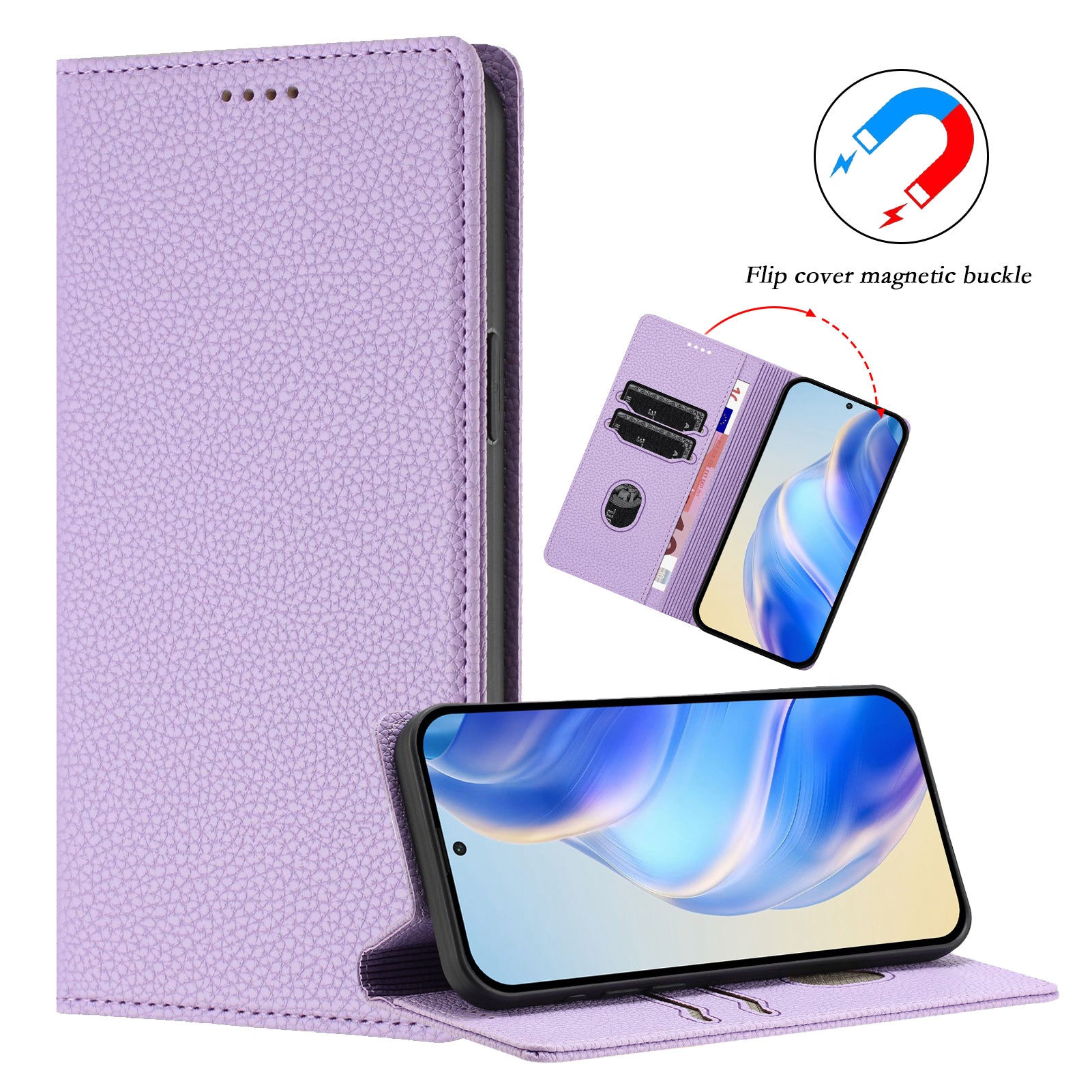 For Xiaomi Poco M8 Pro 5G / Redmi Note 15 Pro+ 5G (Global) Wallet Case RFID Blocking Litchi Texture Leather Mobile Cover - Light Purple