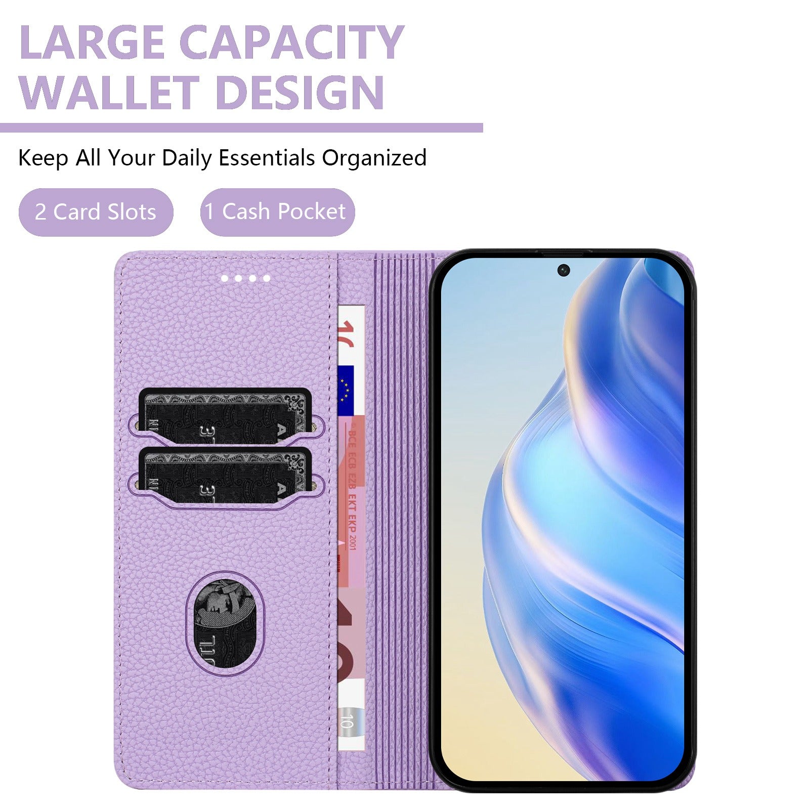 For Xiaomi Poco M8 Pro 5G / Redmi Note 15 Pro+ 5G (Global) Wallet Case RFID Blocking Litchi Texture Leather Mobile Cover - Light Purple