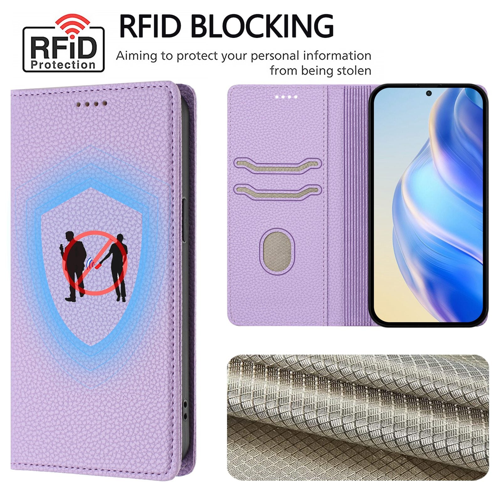 For Xiaomi Poco M8 Pro 5G / Redmi Note 15 Pro+ 5G (Global) Wallet Case RFID Blocking Litchi Texture Leather Mobile Cover - Light Purple