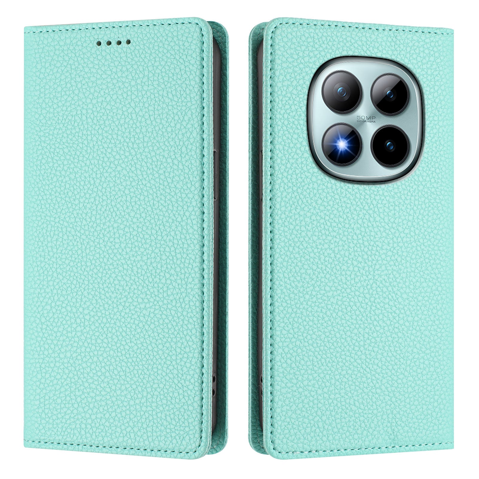 For Xiaomi Poco M8 Pro 5G / Redmi Note 15 Pro+ 5G (Global) Wallet Case RFID Blocking Litchi Texture Leather Mobile Cover - Mint Green