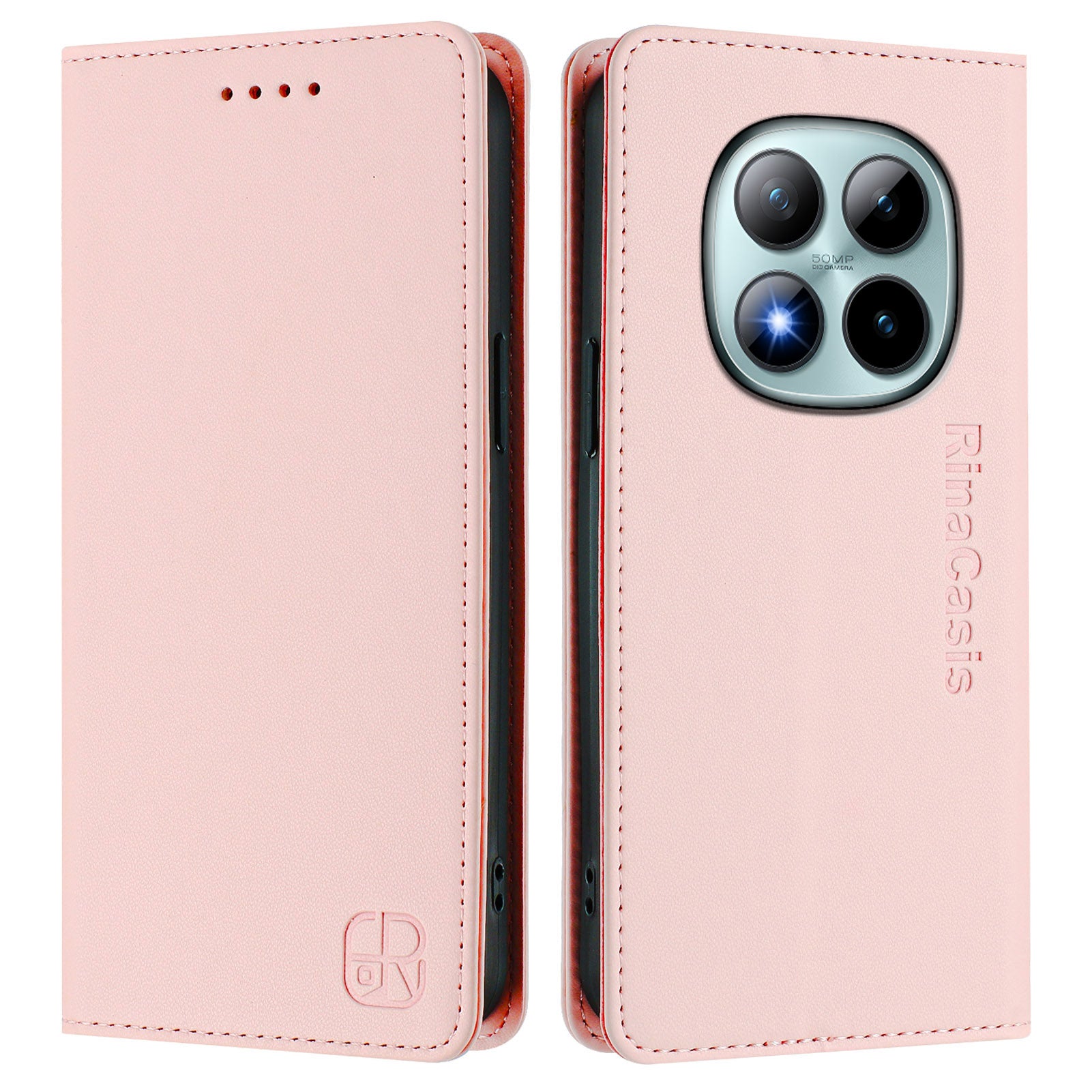 For Xiaomi Poco M8 Pro 5G / Redmi Note 15 Pro+ 5G (Global) Leather Case RINACASIS RC01 Phone Cover with RFID Blocking Wallet Stand - Pink