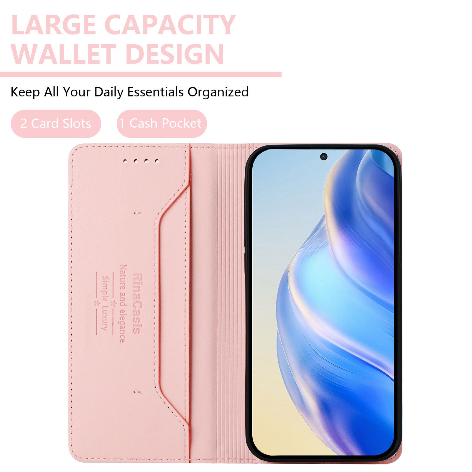 For Xiaomi Poco M8 Pro 5G / Redmi Note 15 Pro+ 5G (Global) Leather Case RINACASIS RC01 Phone Cover with RFID Blocking Wallet Stand - Pink